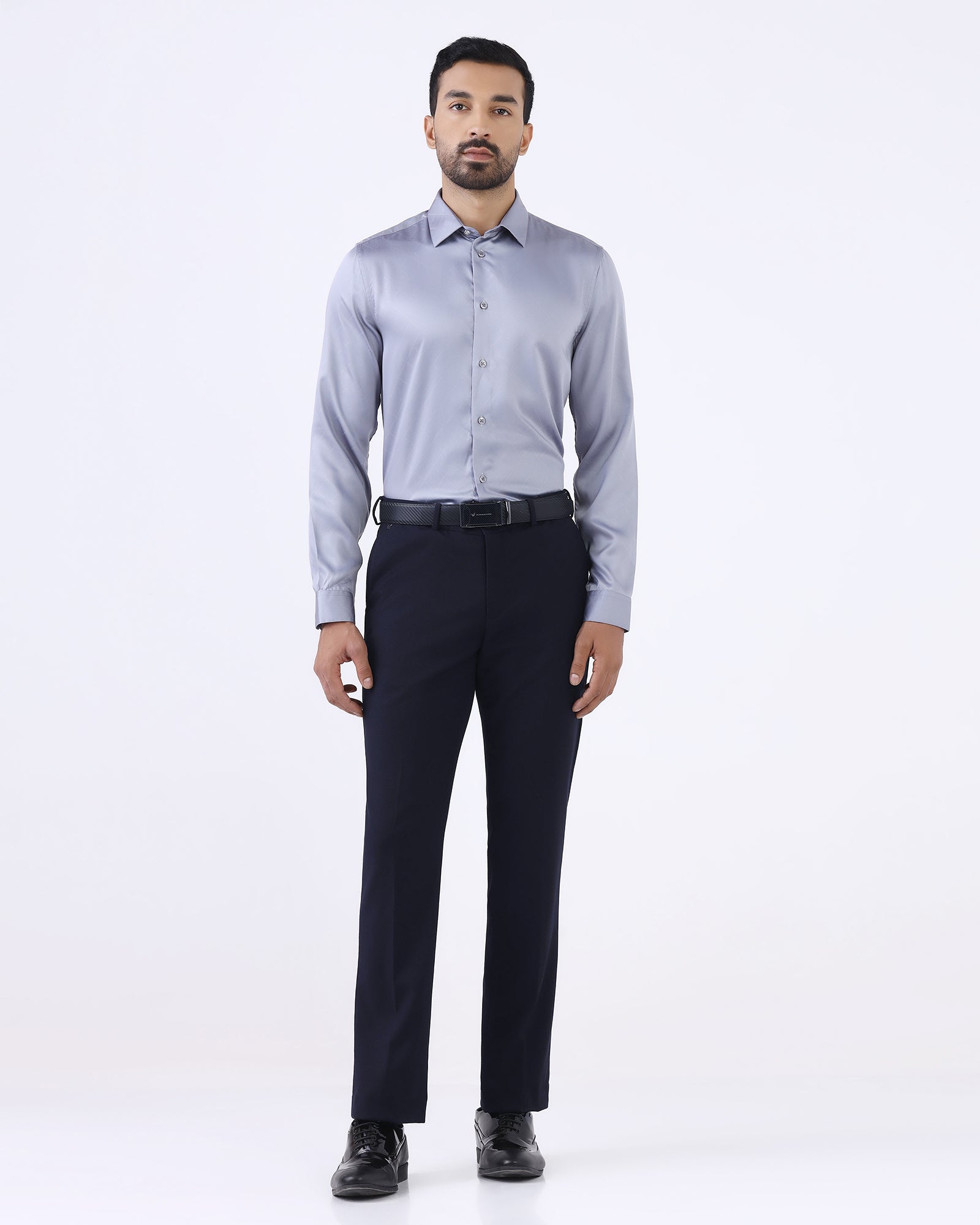 Navy Techno Waist Textured Trouser - Billy