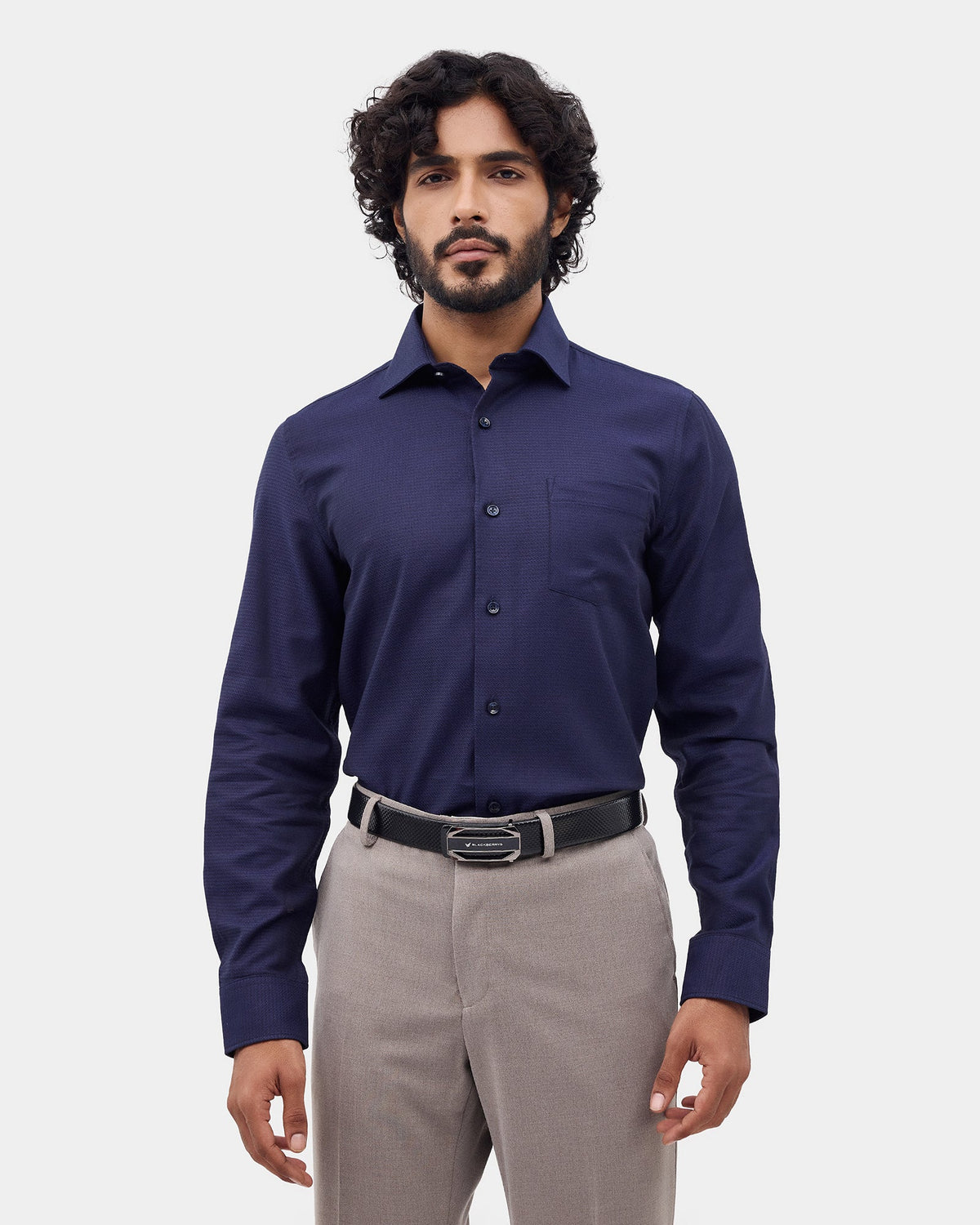 Navy Textured Shirt - Velto