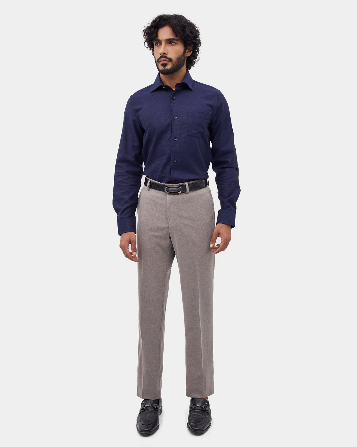 Navy Textured Shirt - Velto