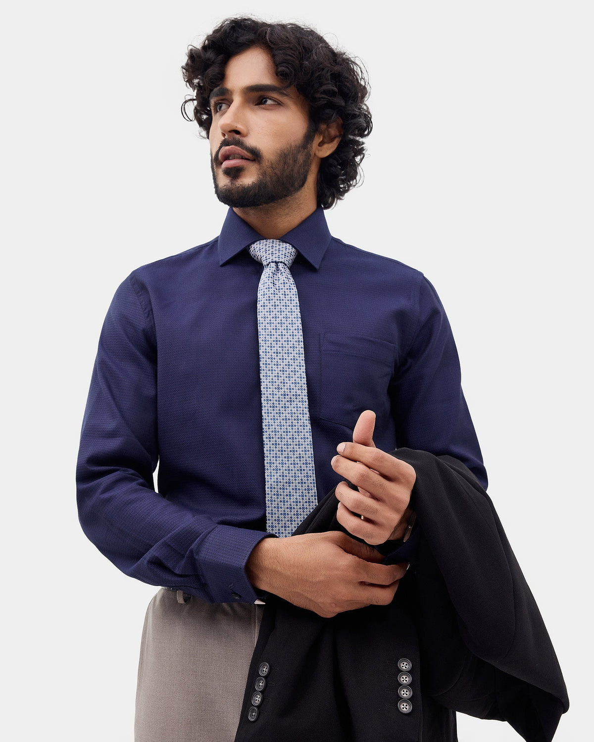 Navy Textured Shirt - Velto