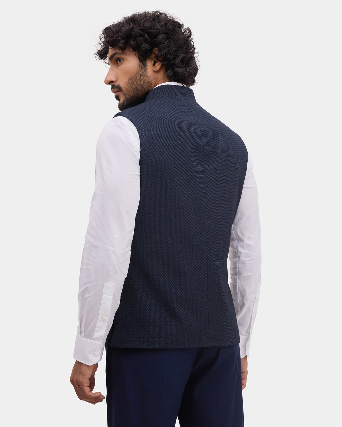 Navy Textured Waistcoat - Expert