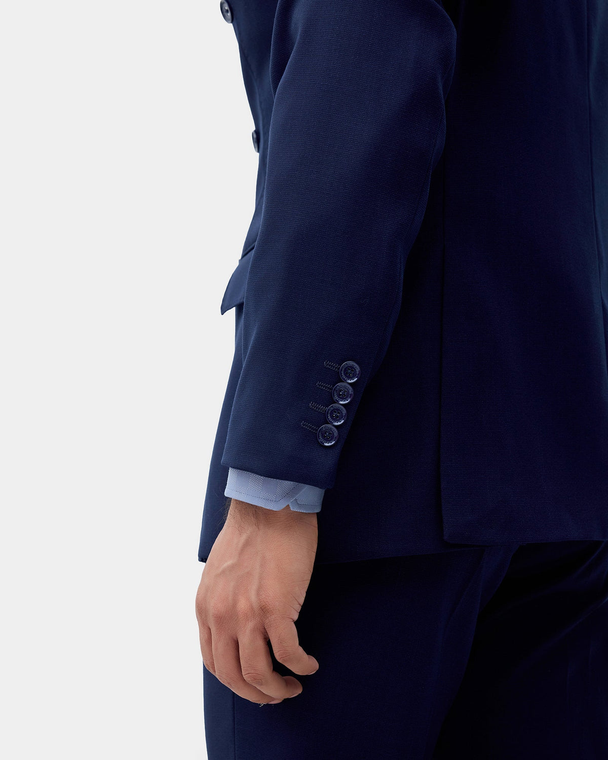 Navy Two Piece Double Breasted Solid Suit - Dublin