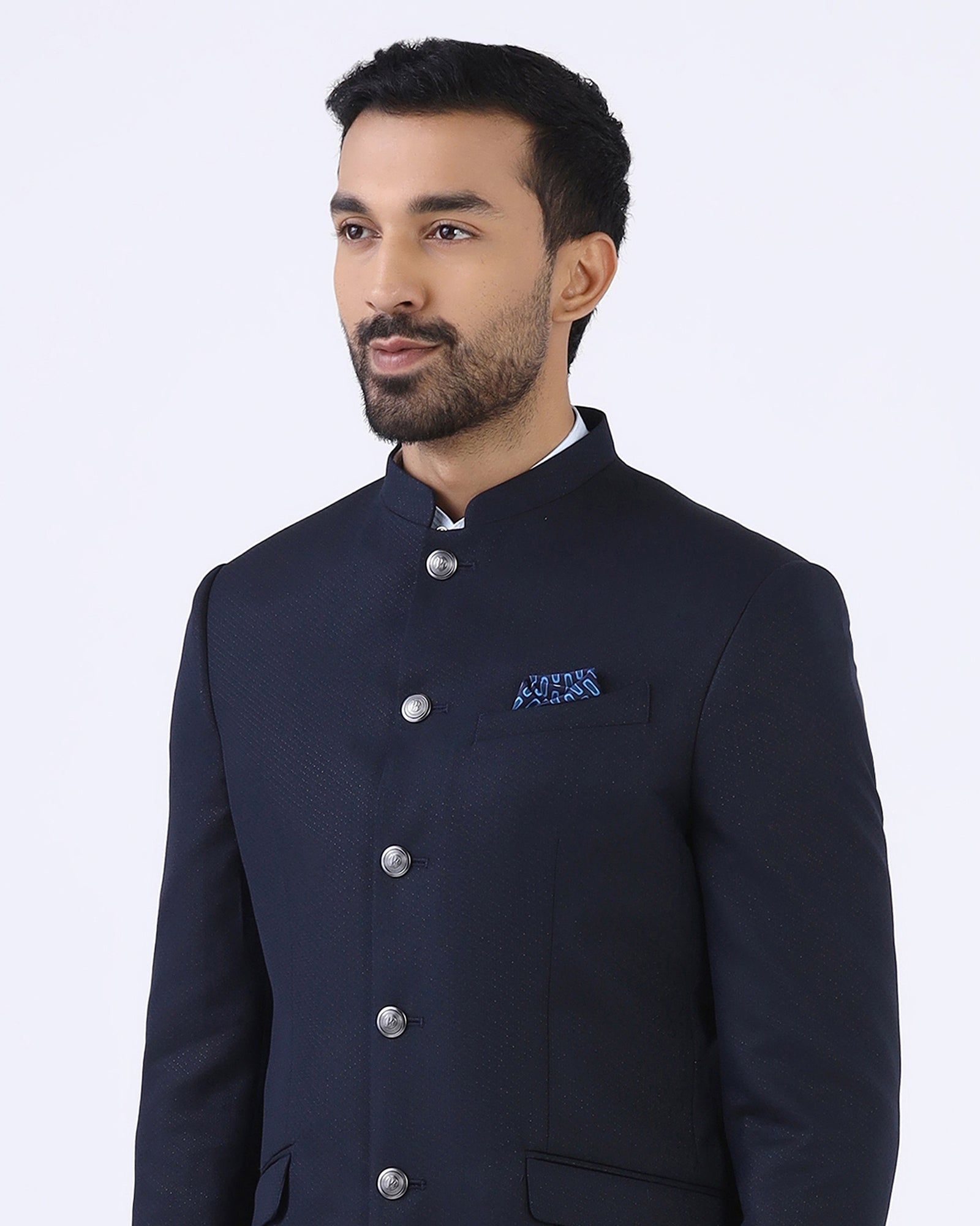 Navy Two Piece Textured Suit - Jenz
