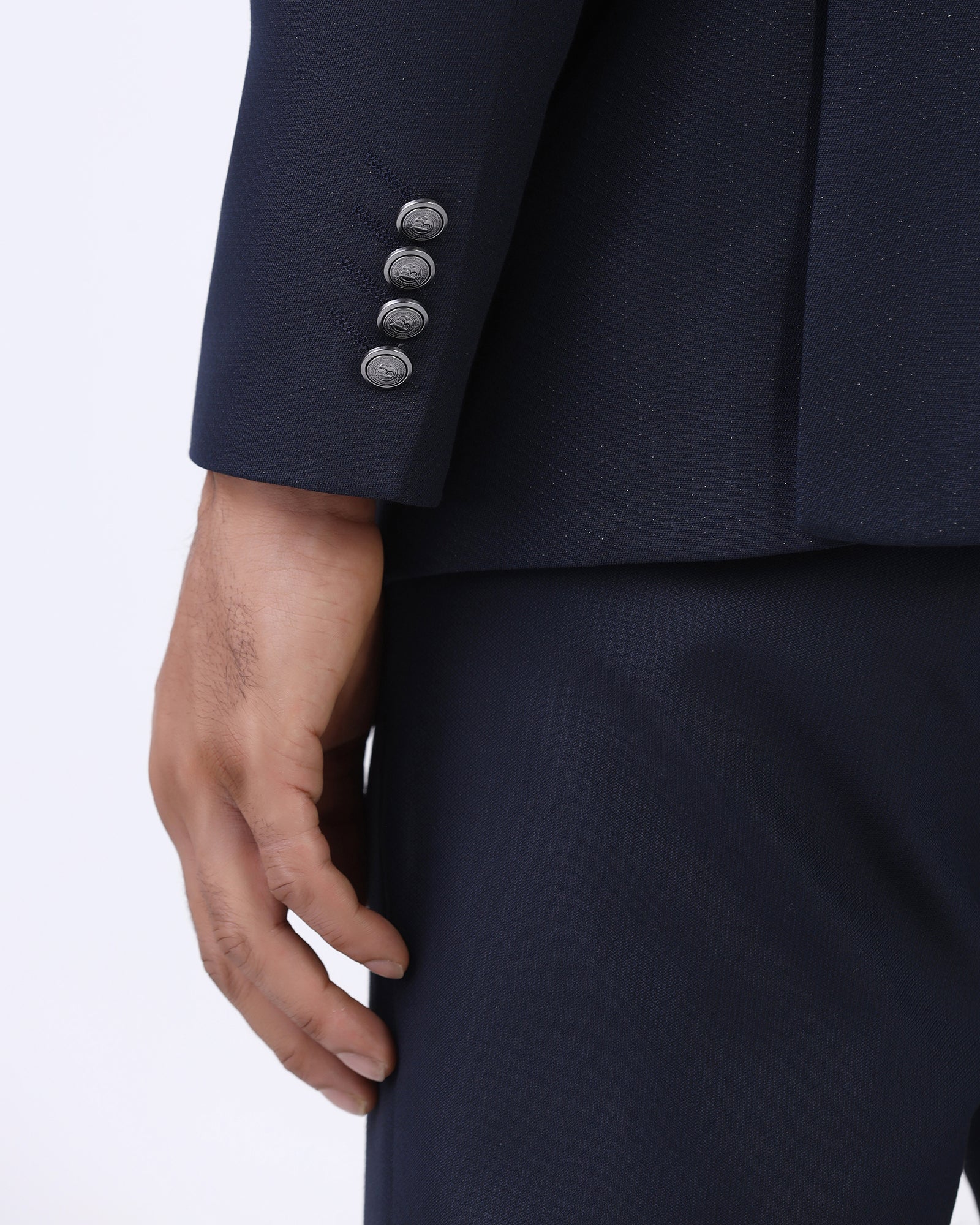 Navy Two Piece Textured Suit - Jenz