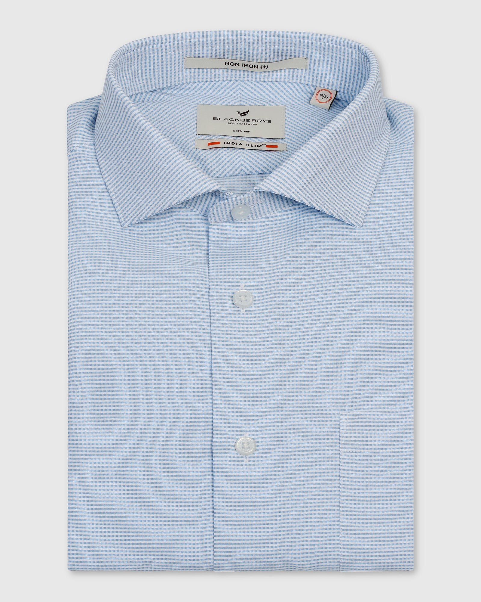 Non Iron Formal Blue Textured Shirt - Wise