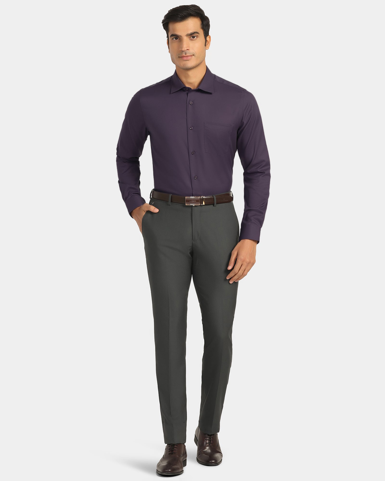 Non Iron Formal Purple Solid Shirt - P31