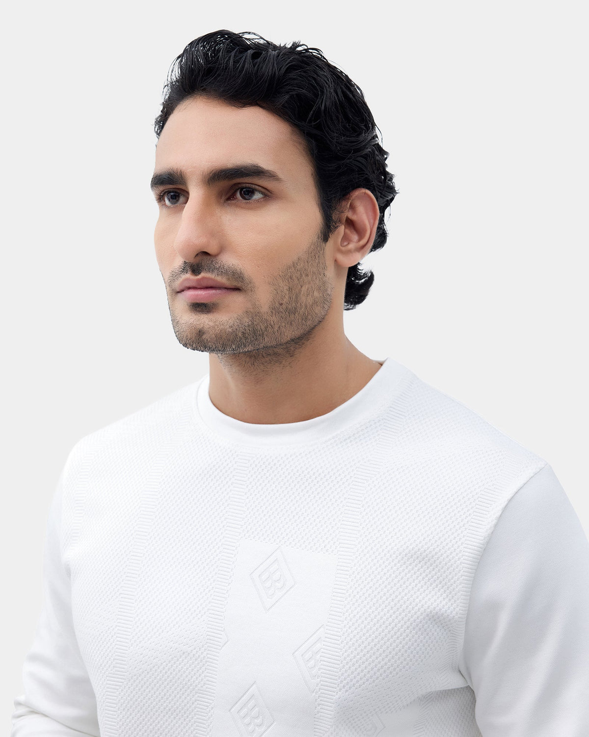 Off White Textured Sweatshirt - Shopy