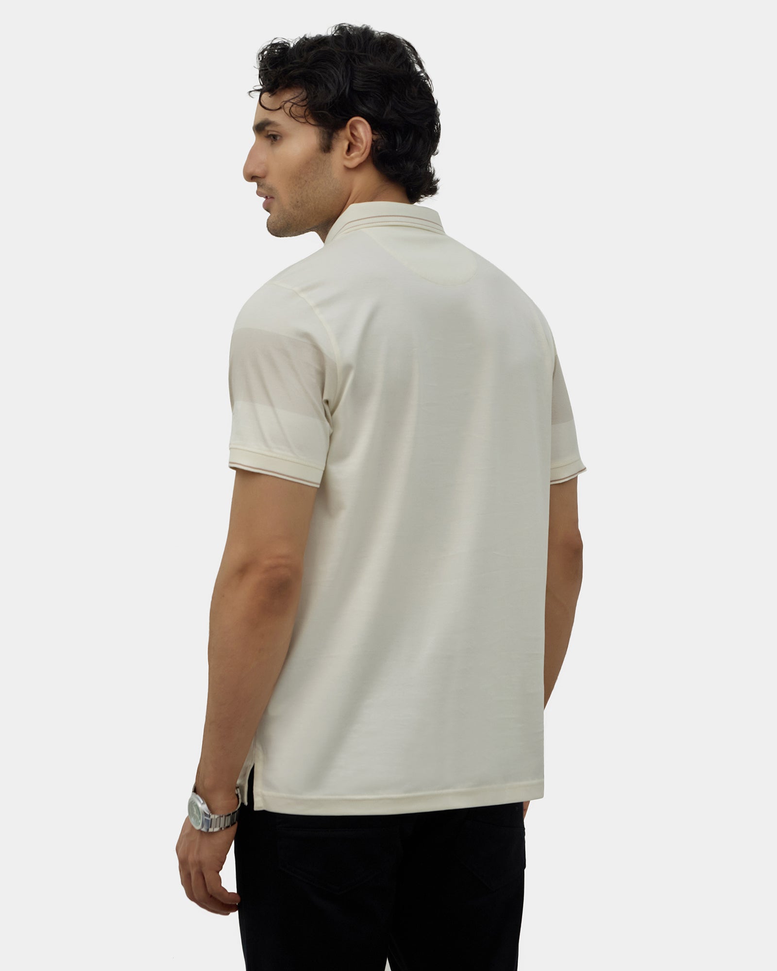 Off White Printed Polo - Muki