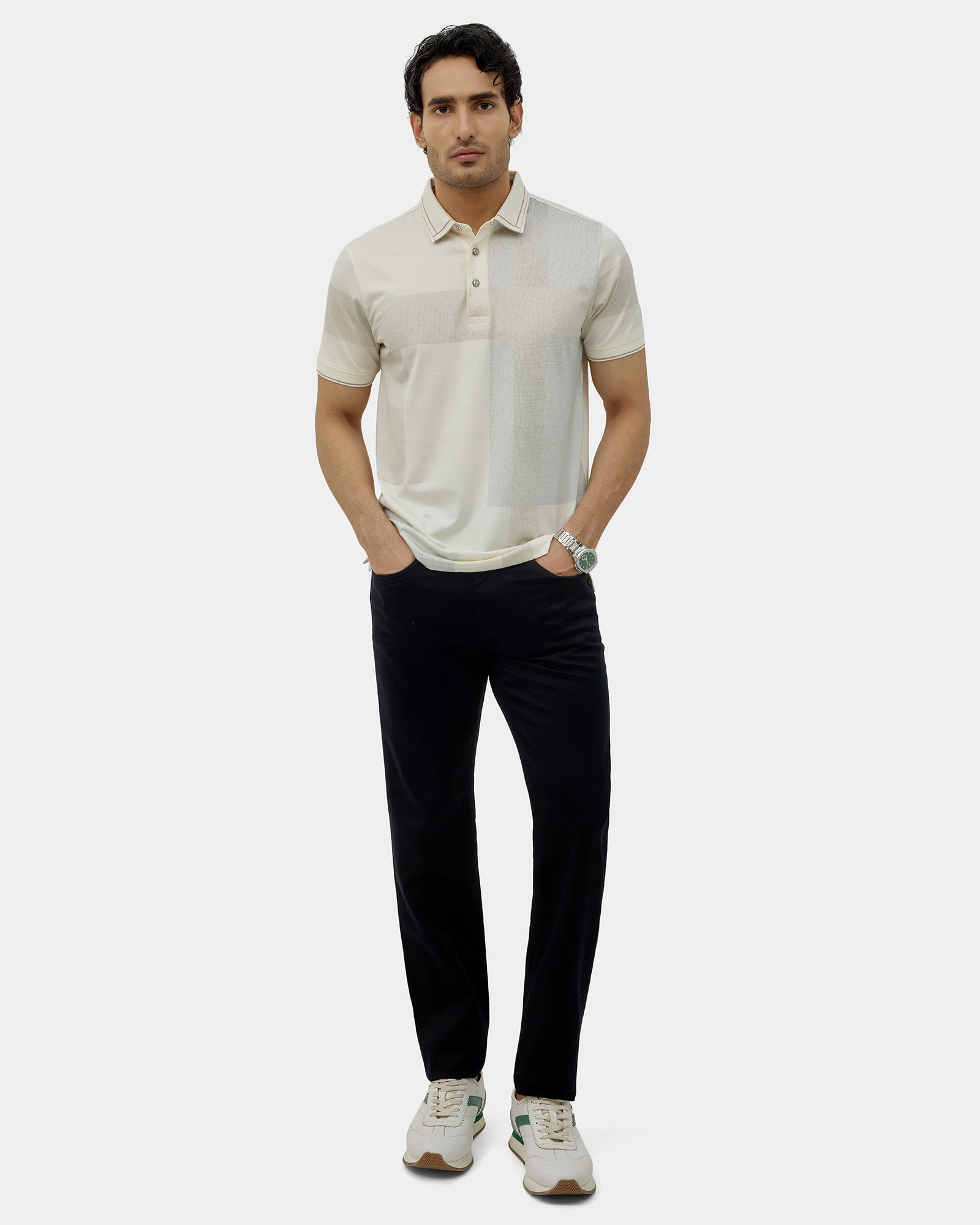 Off White Printed Polo - Muki