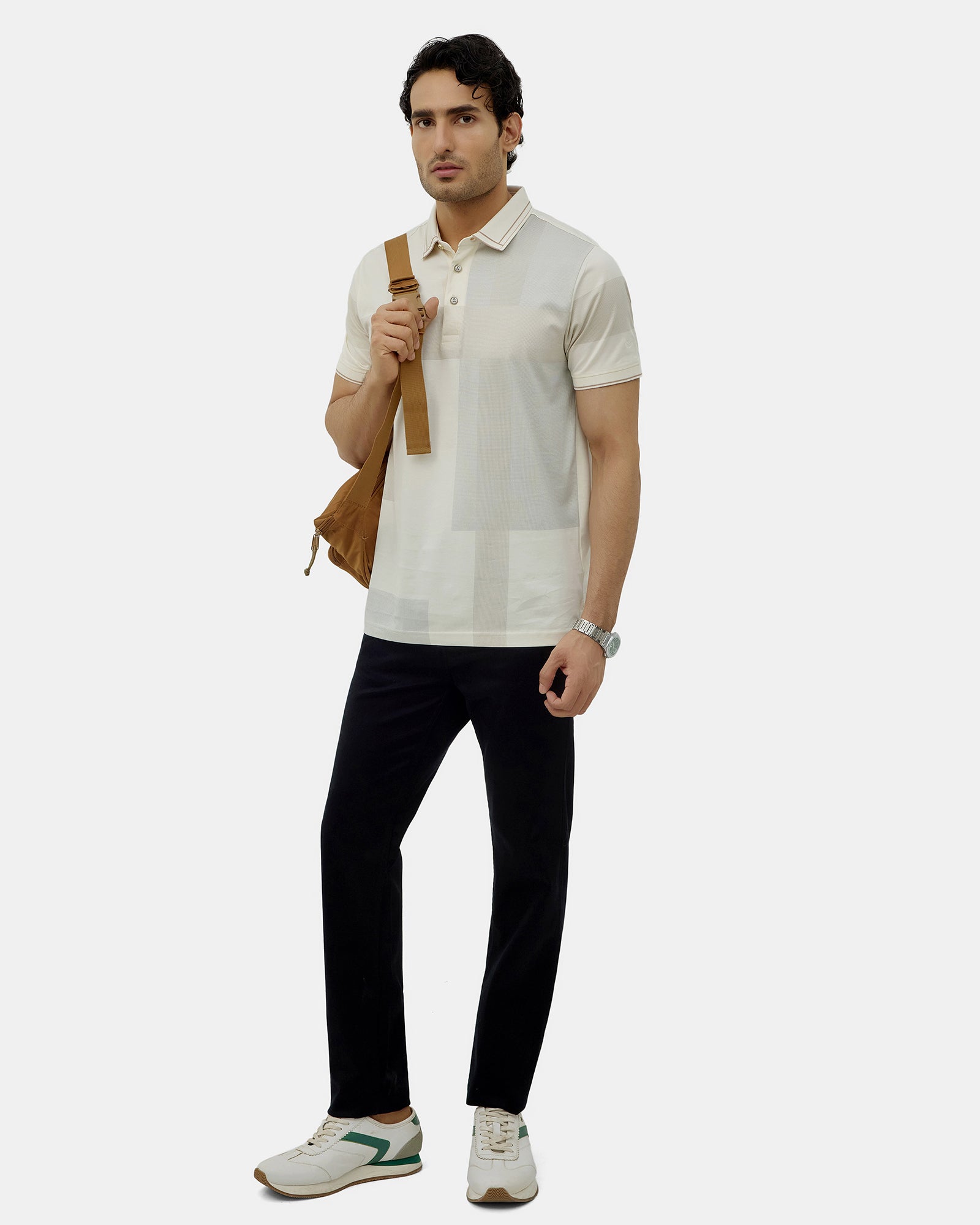 Off White Printed Polo - Muki
