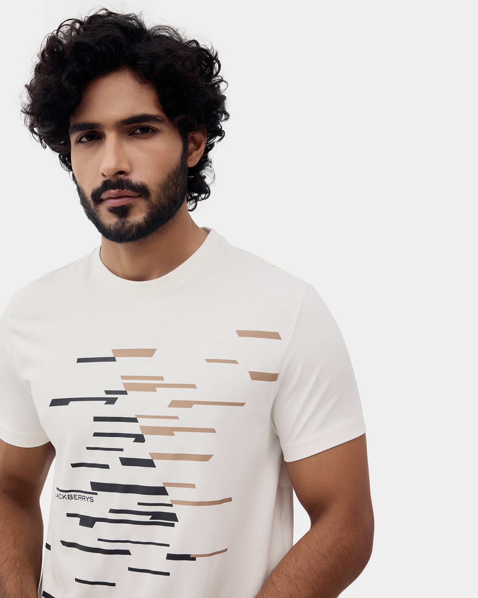 Off White Crew Neck Printed T-Shirt - Ryuji