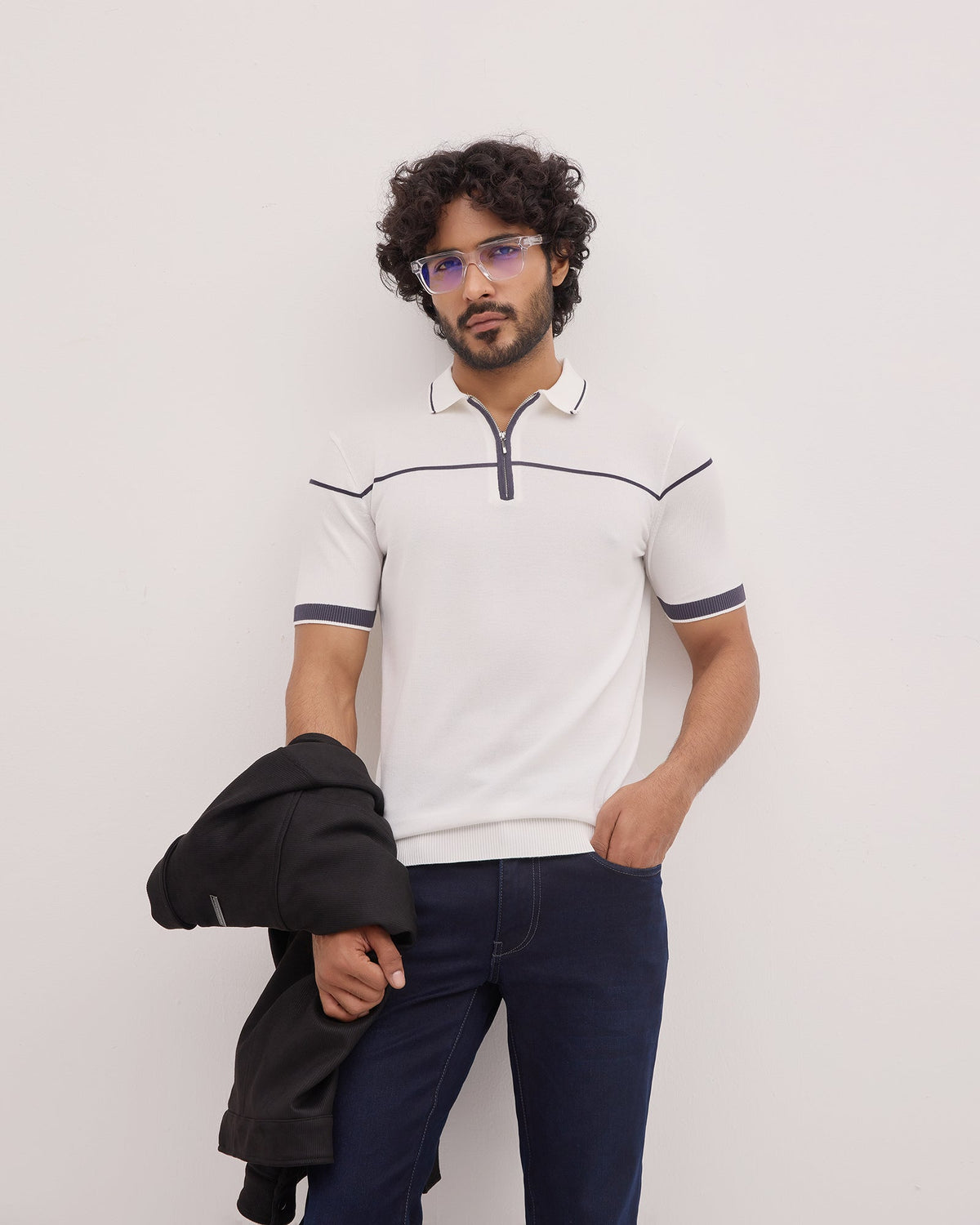 Off White Textured Polo - Licia