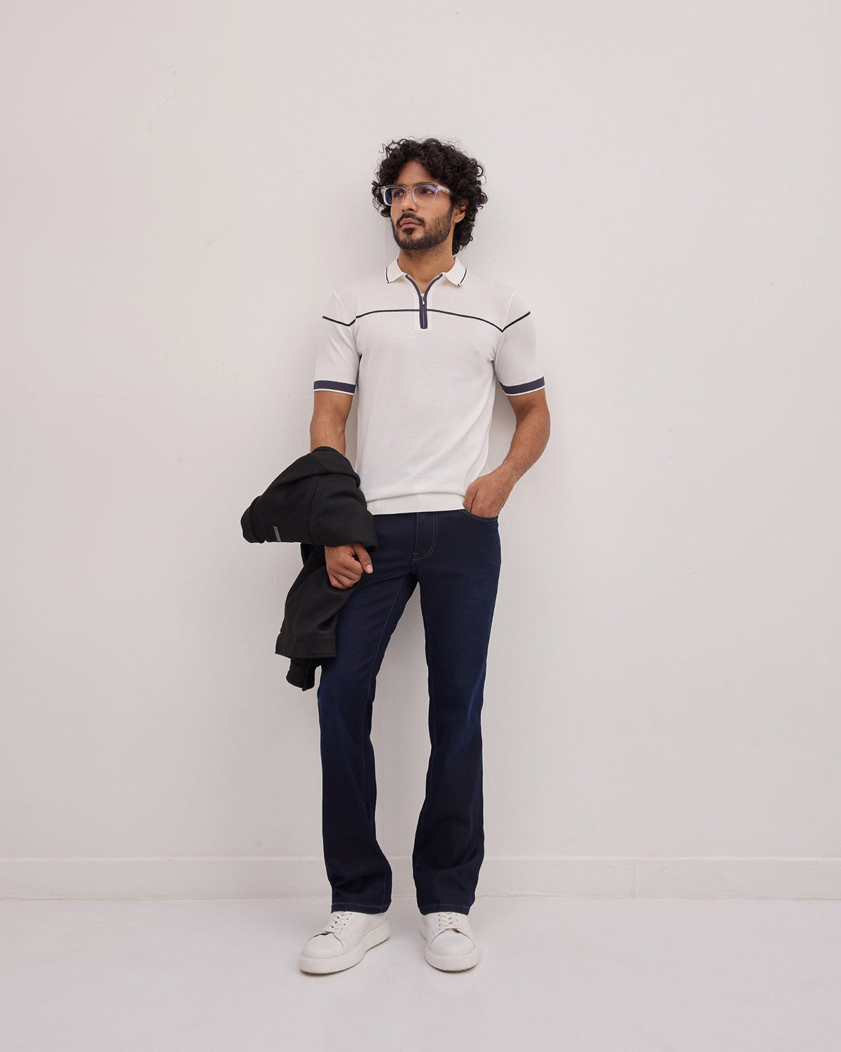 Off White Textured Polo - Licia