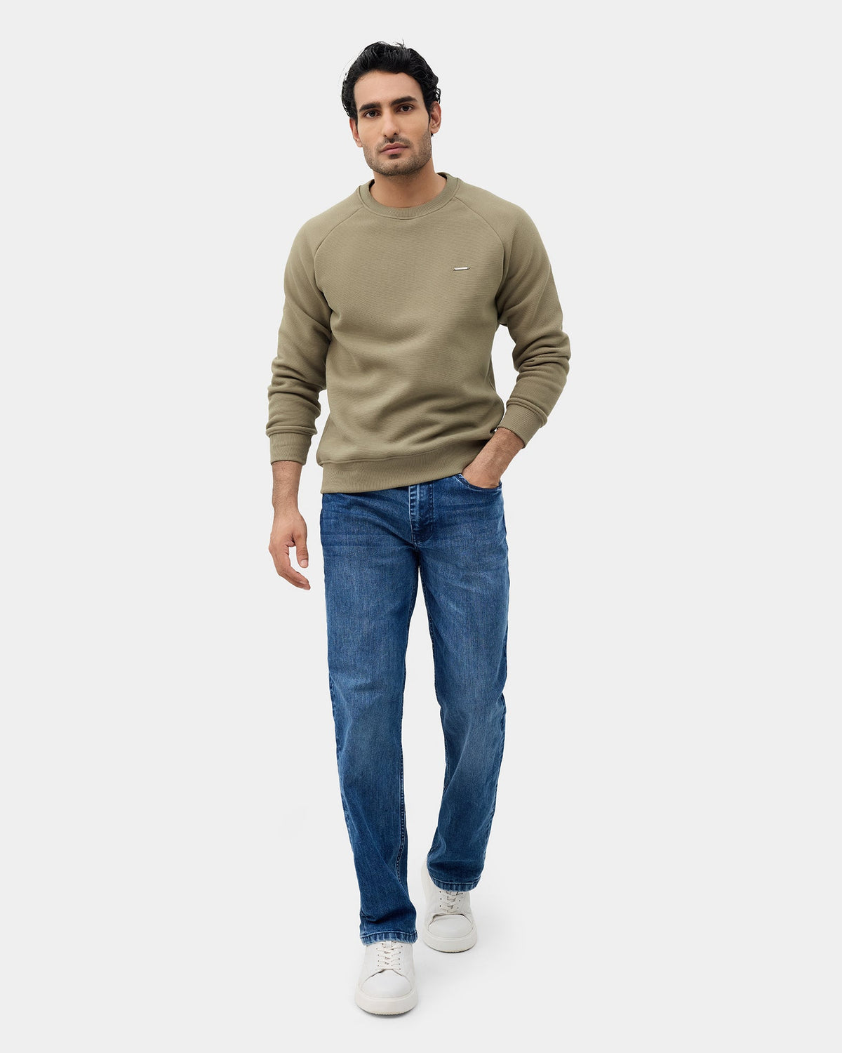 Olive Green Textured Sweatshirt - Sid