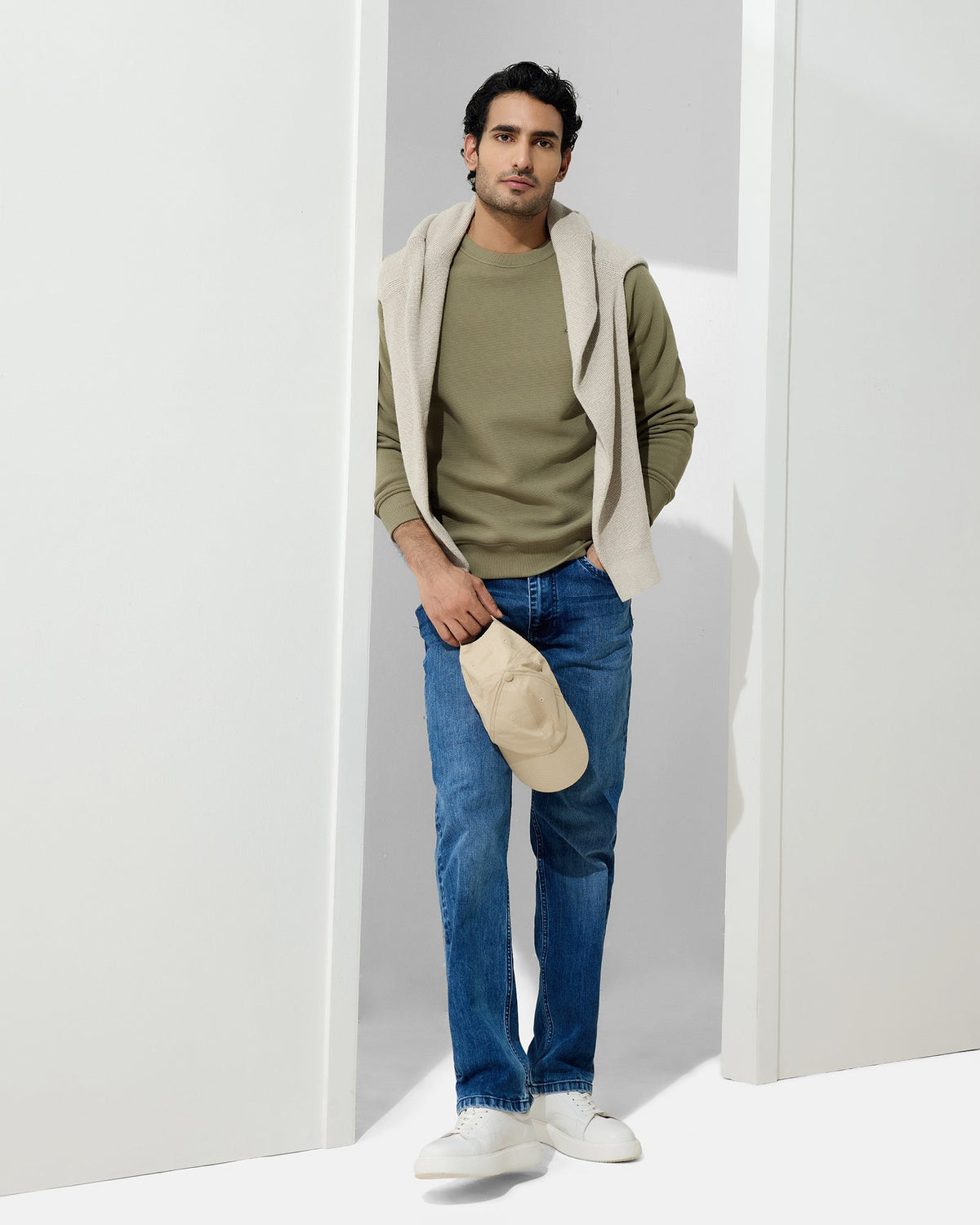 Olive Green Textured Sweatshirt - Sid