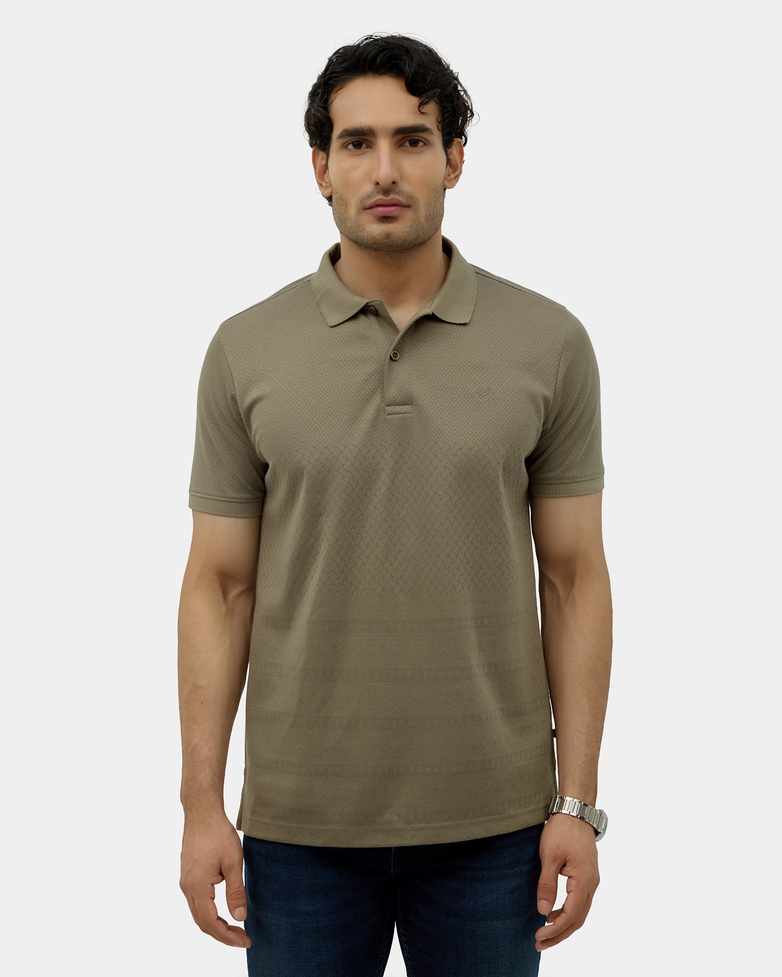 Olive Green Stripe Polo - Kesha
