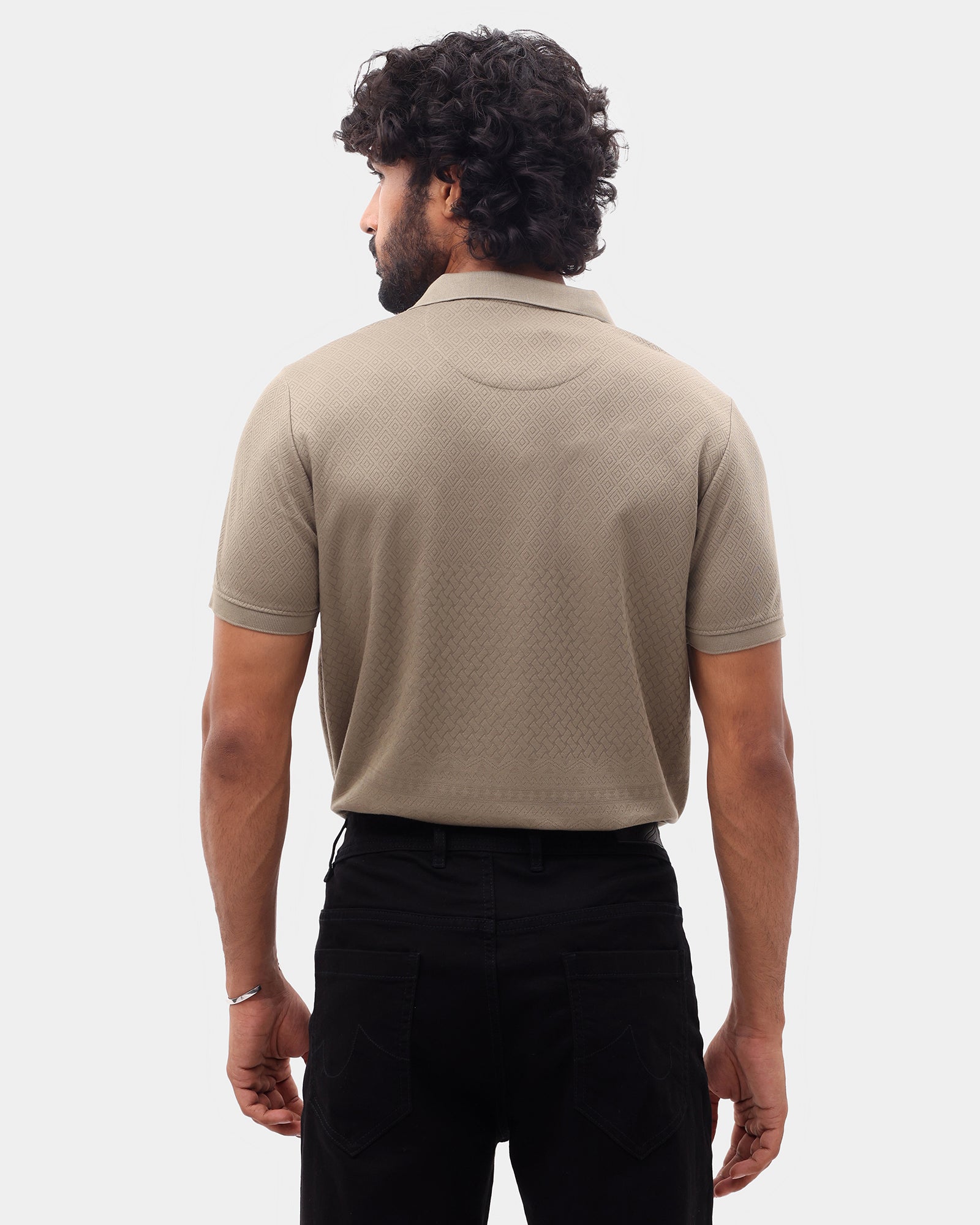 Olive Green Textured Polo - Kesha