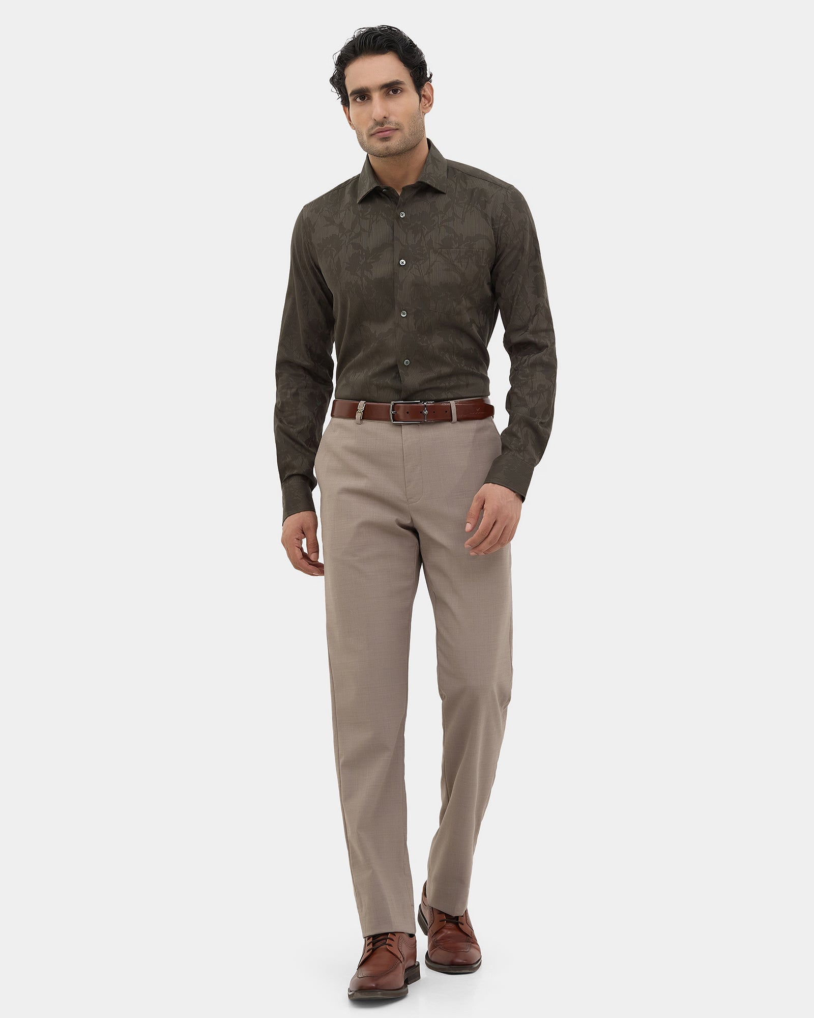 Olive Jacquard Shirt - Aven