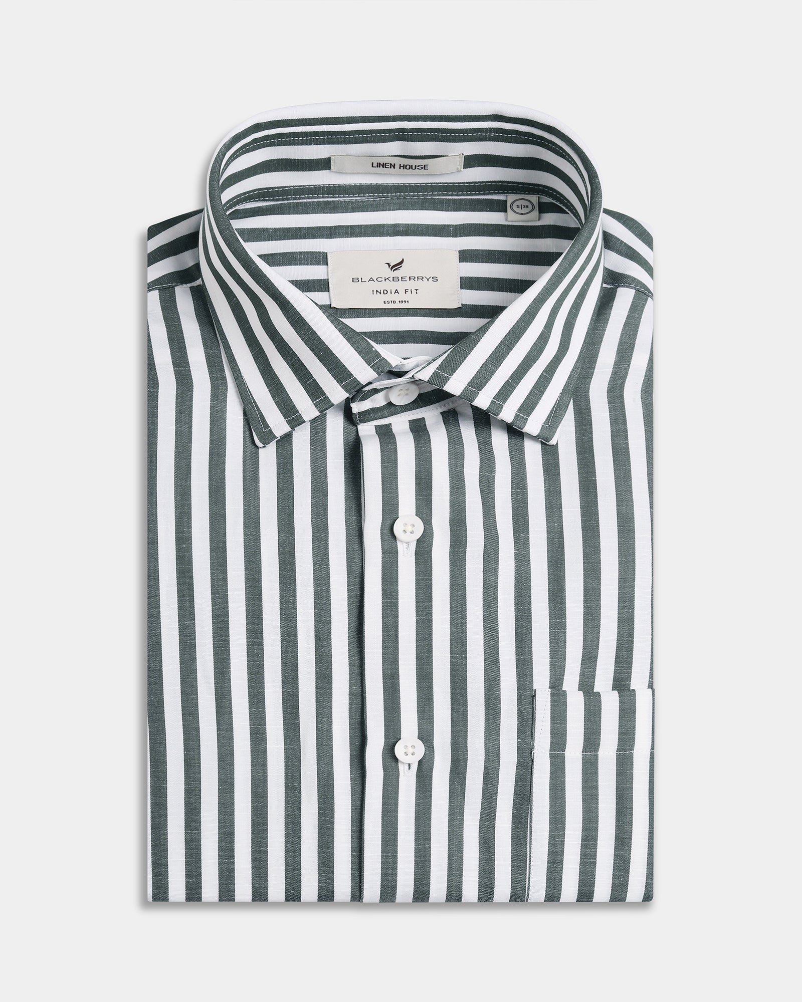 Olive Linen Stripe Shirt - Kylen