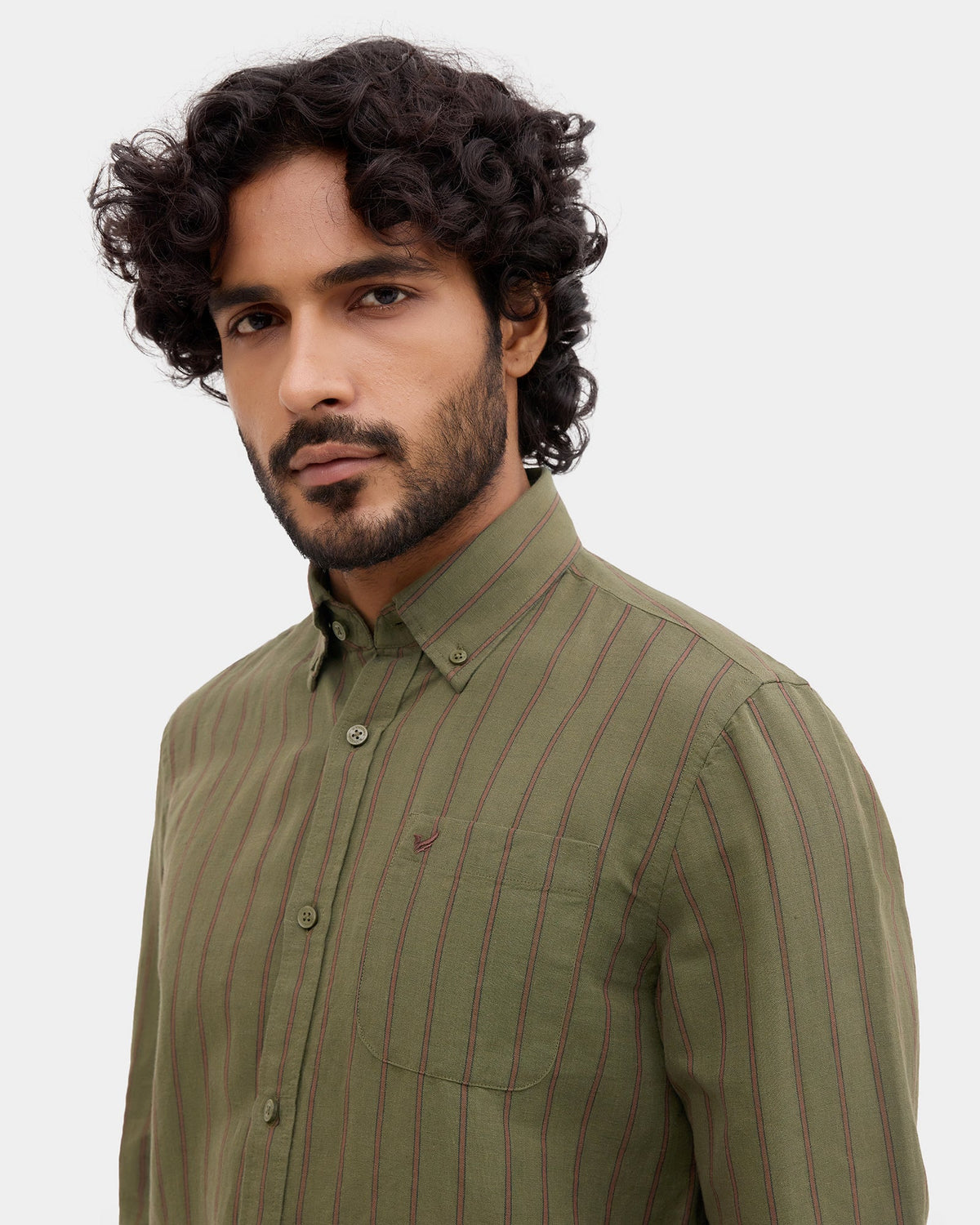 Olive Linen Stripe Shirt - Proba