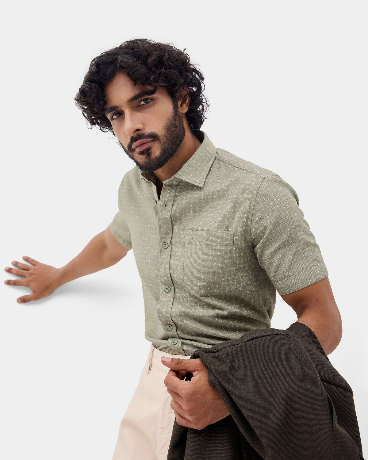 Olive Printed Shirt - Damios