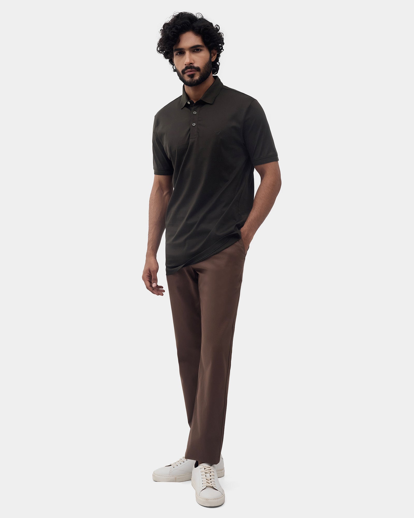Olive Solid Polo T-Shirts - Orion