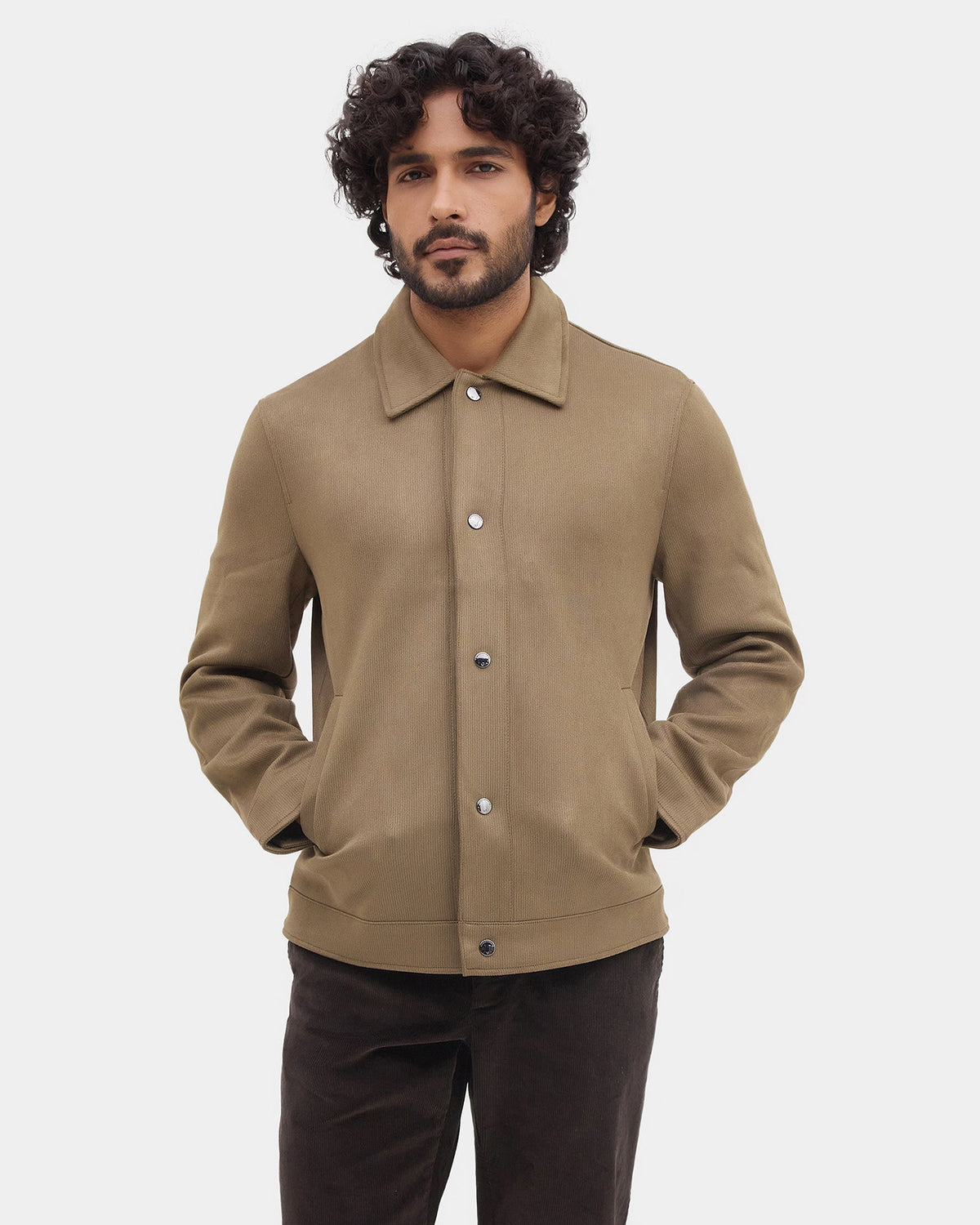 Olive Solid Zipper Jacket - Wysher