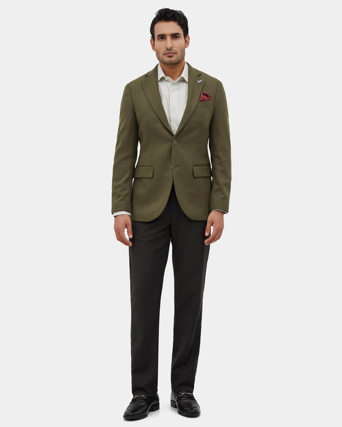 Olive Textured Blazer - Jermie
