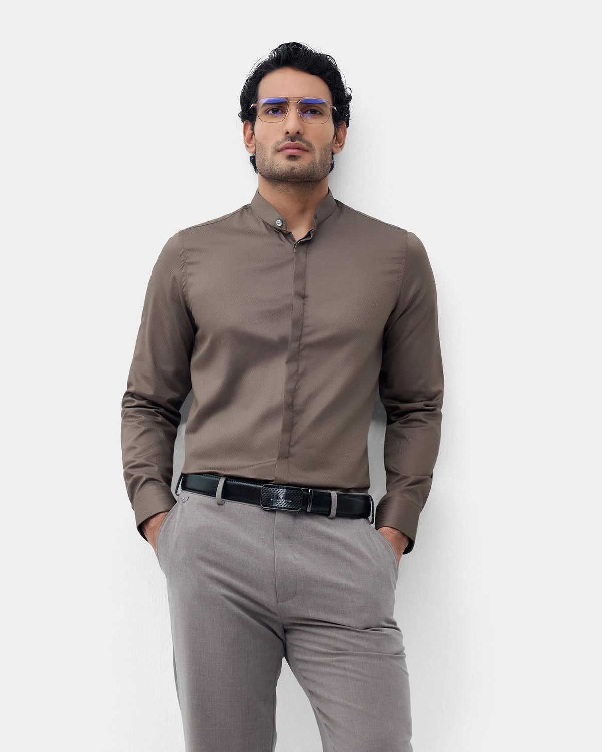 Olive Textured Shirt - Vellen