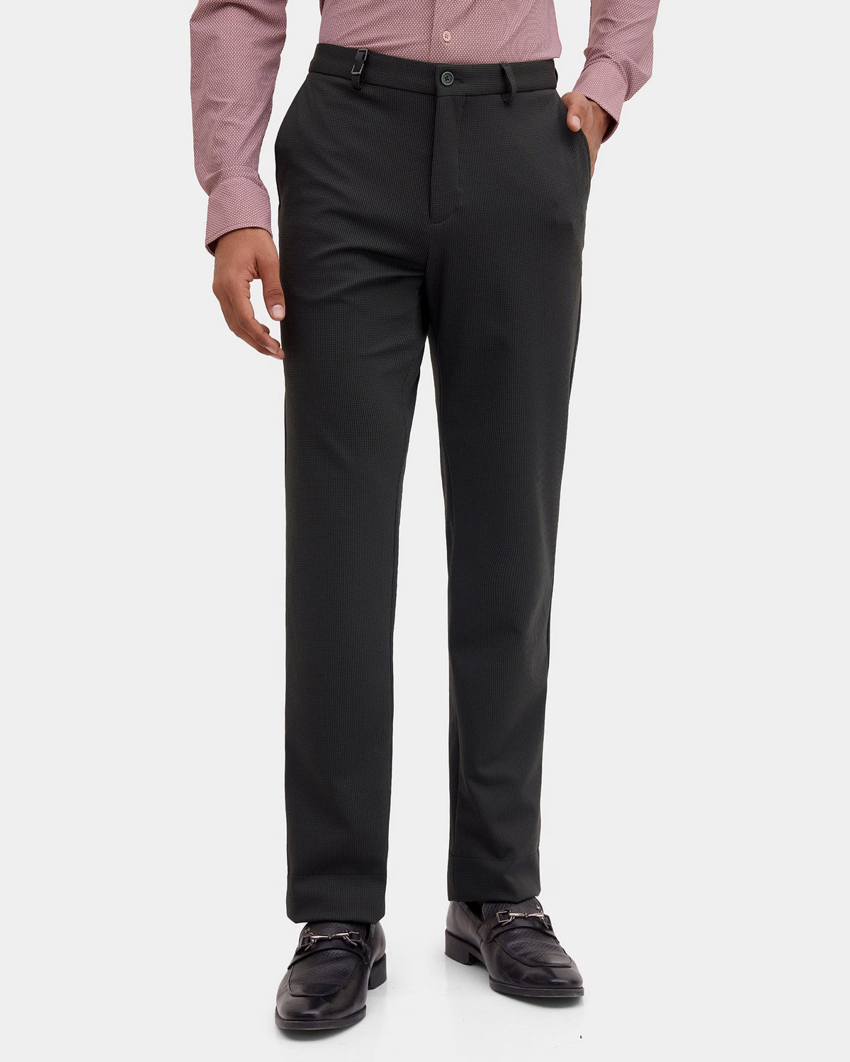 Olive Textured Trouser - Wellington