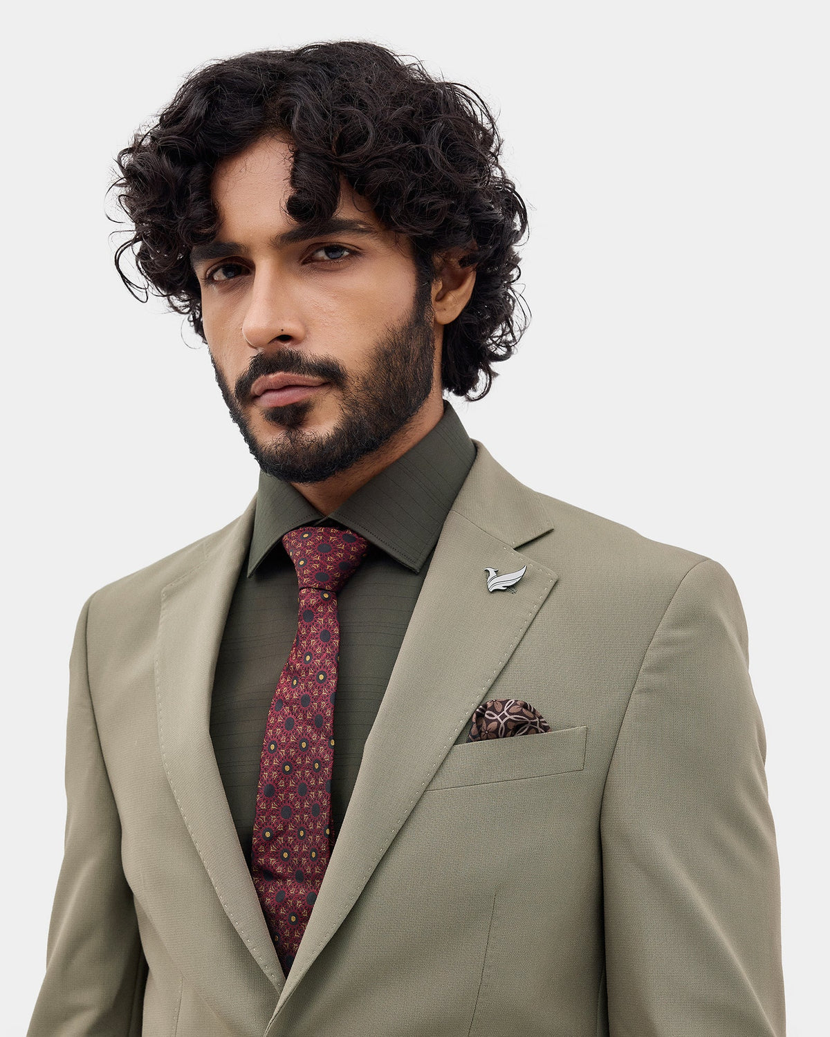Olive Two Piece Textured Suit - Langston