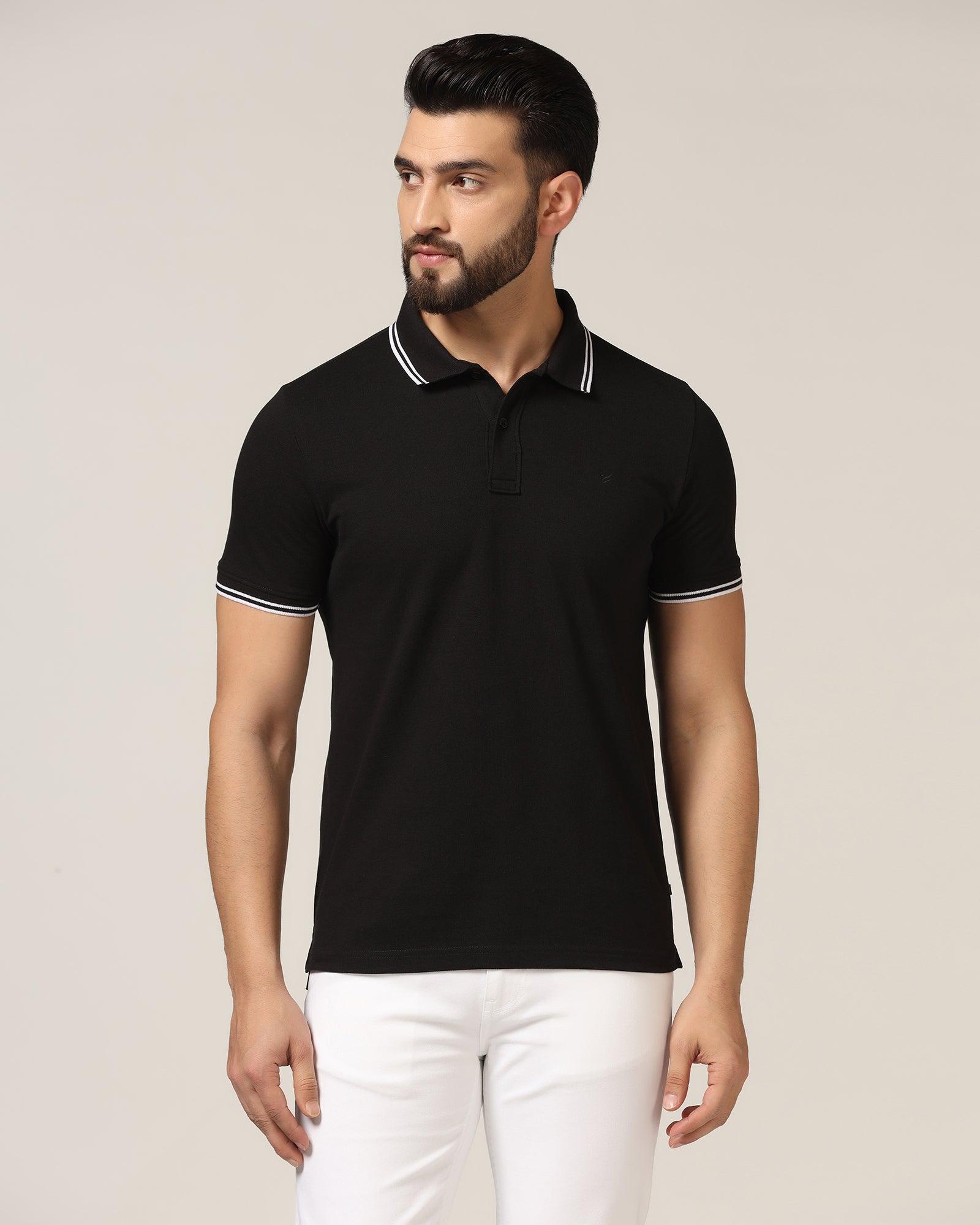 Polo Black Solid T-Shirt - Fifa - Blackberrys