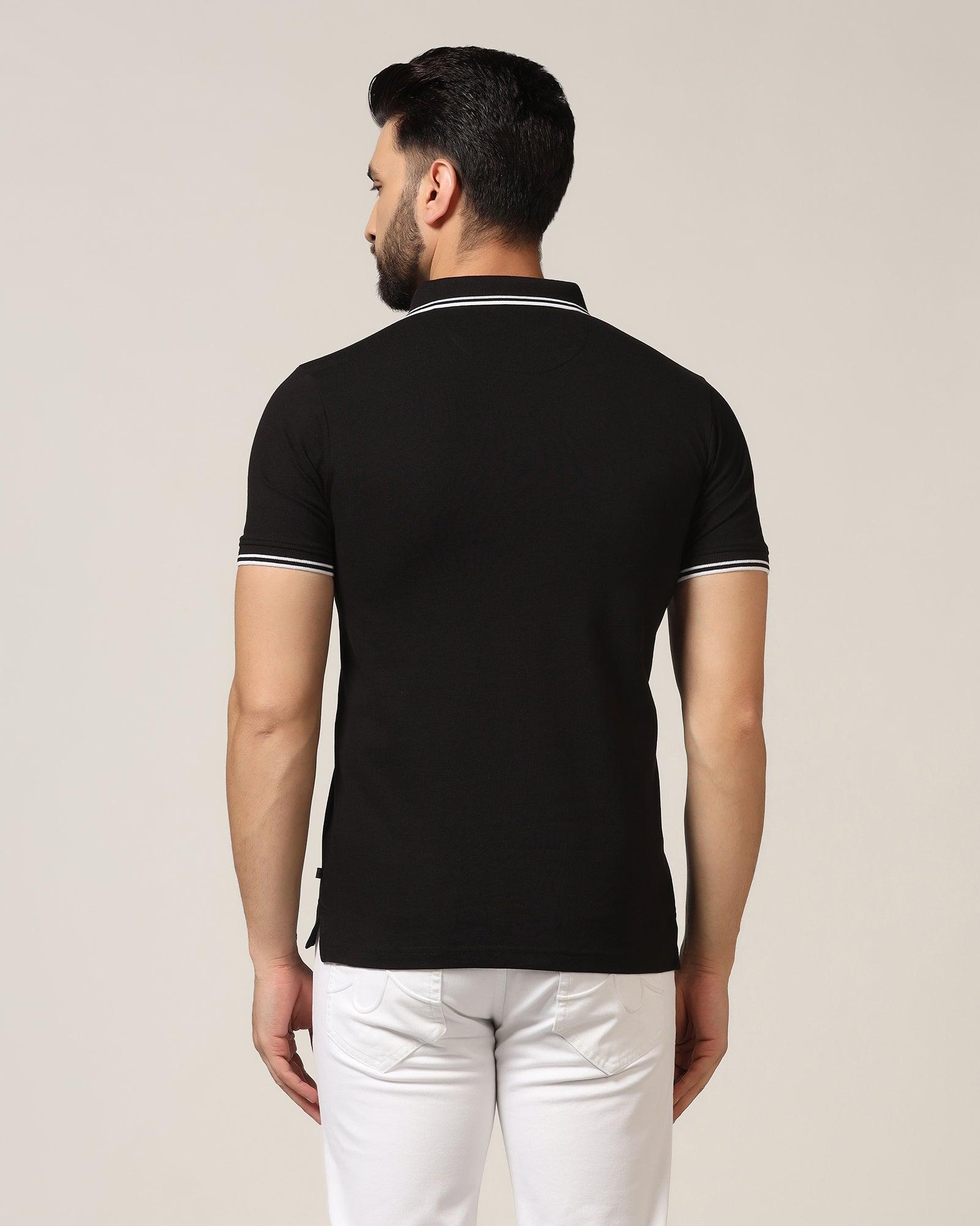 Polo Black Solid T-Shirt - Fifa - Blackberrys