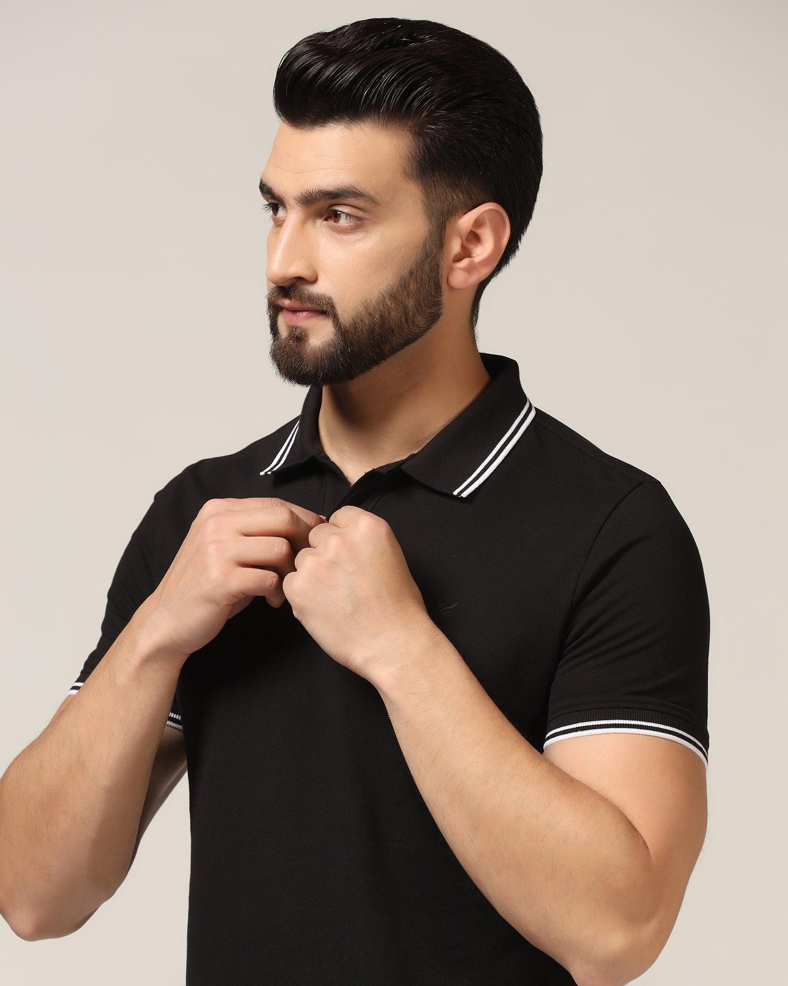 Polo Black Solid T-Shirt - Fifa - Blackberrys