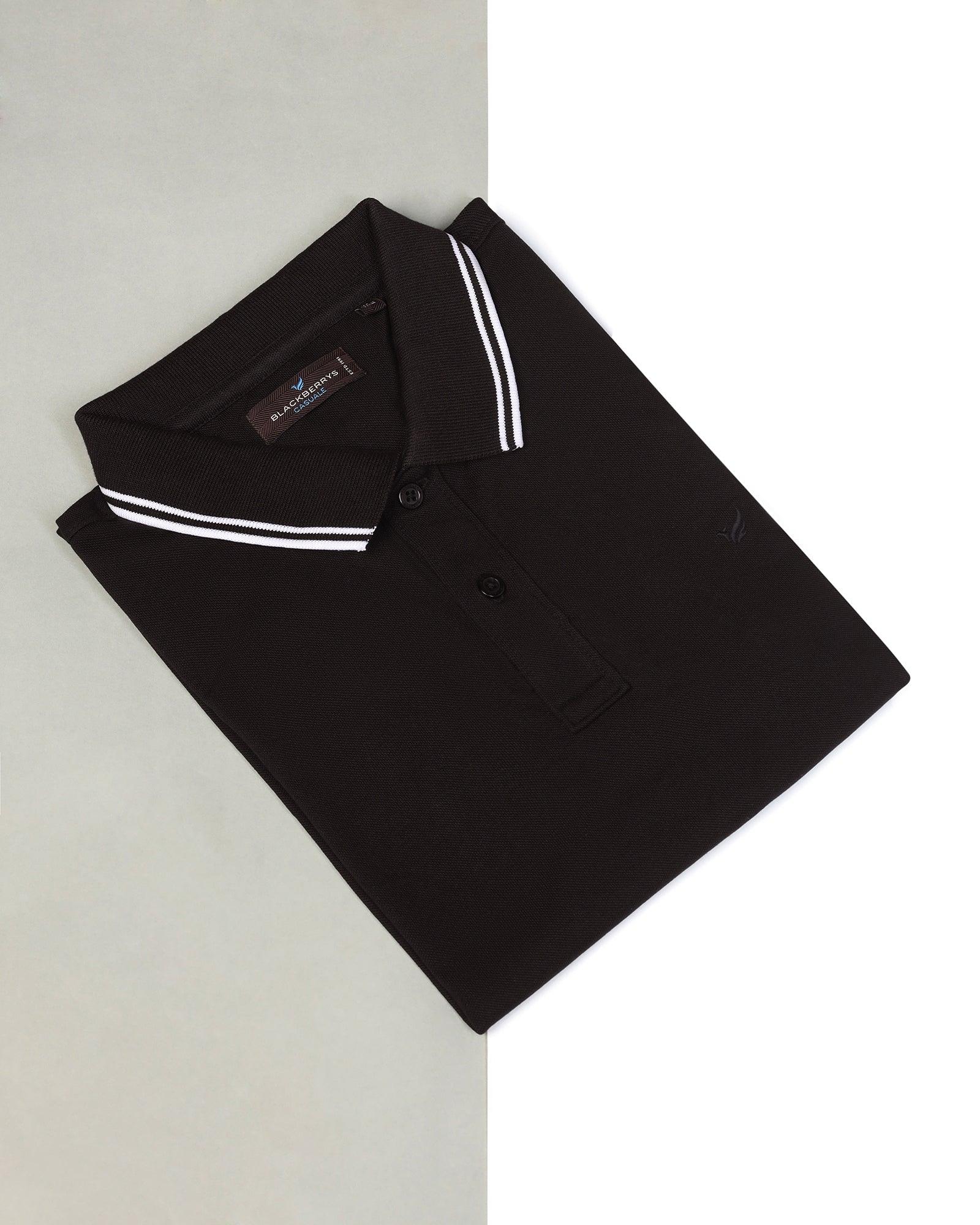 Polo Black Solid T-Shirt - Fifa - Blackberrys
