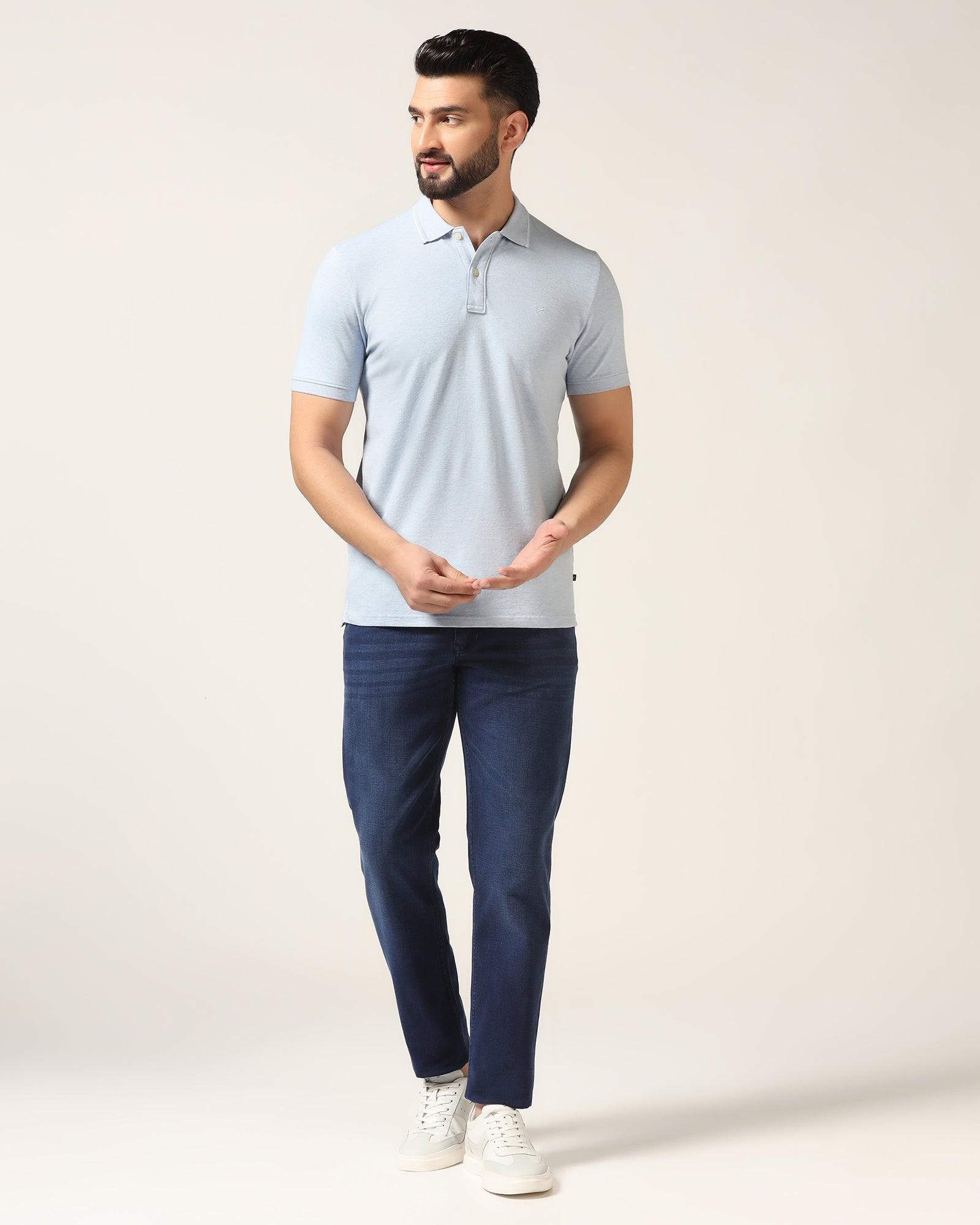 Polo Blue Melange Solid T-Shirt - Alec - Blackberrys