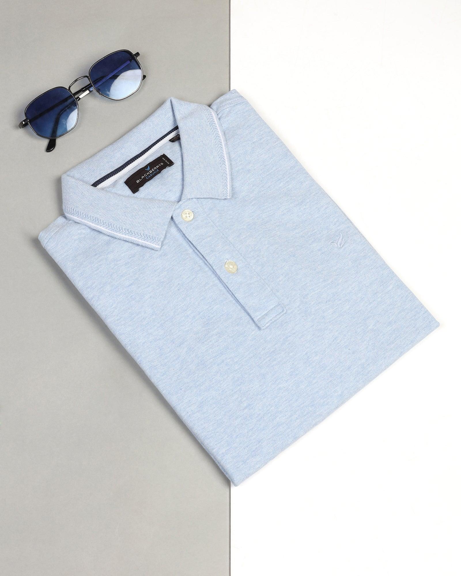 Polo Blue Melange Solid T-Shirt - Alec - Blackberrys