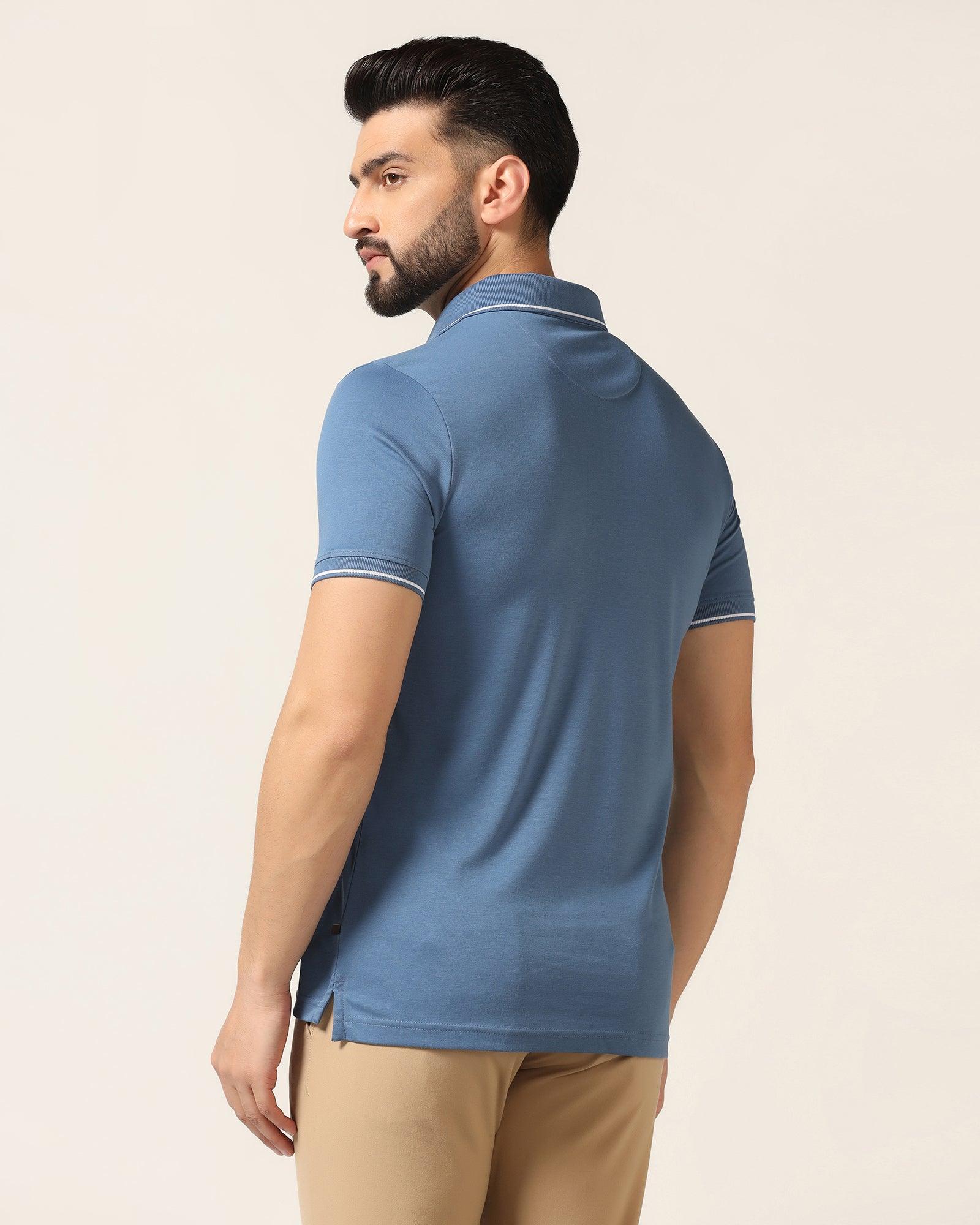 Polo Blue Solid T-Shirt - Adam - Blackberrys