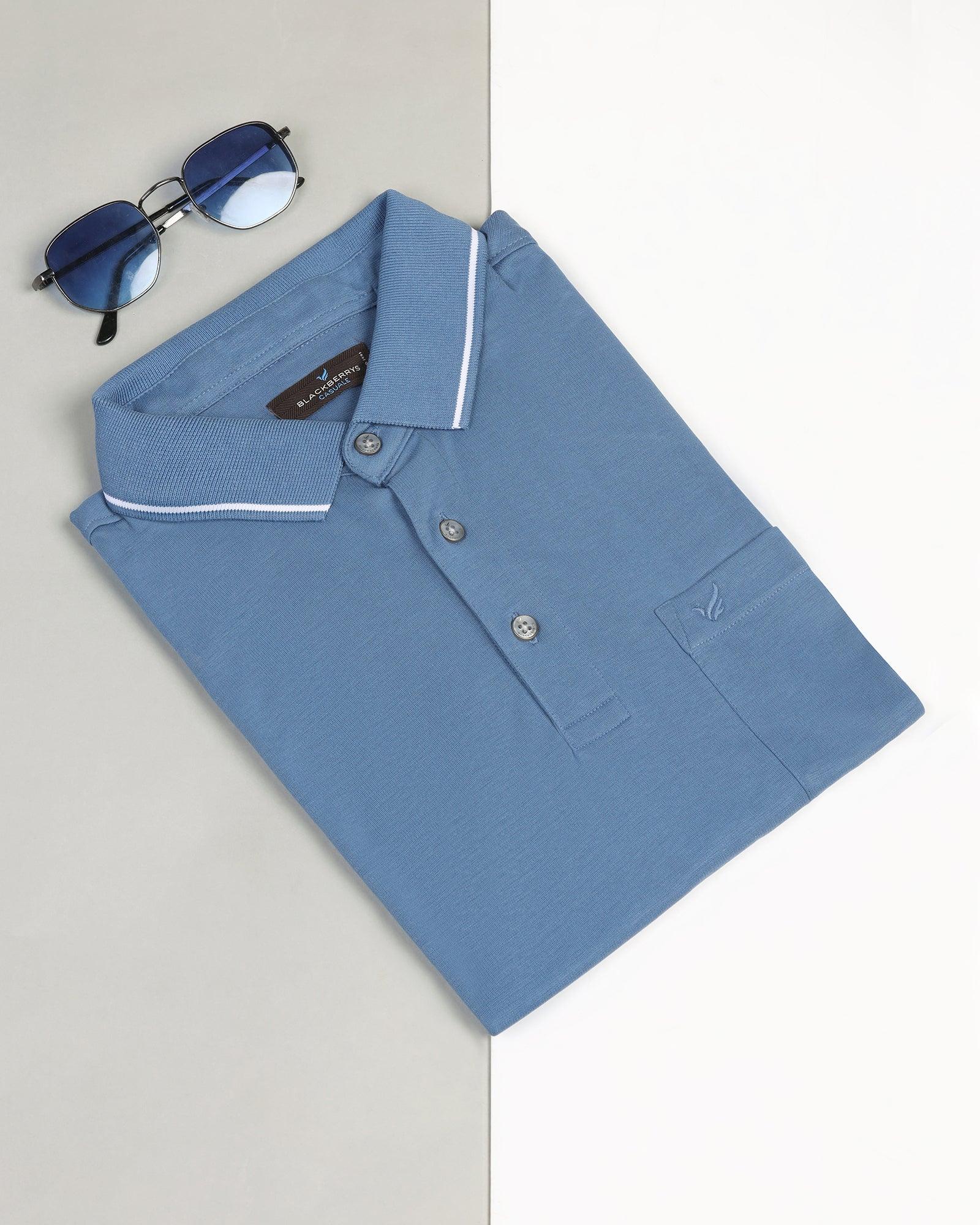 Polo Blue Solid T-Shirt - Adam - Blackberrys
