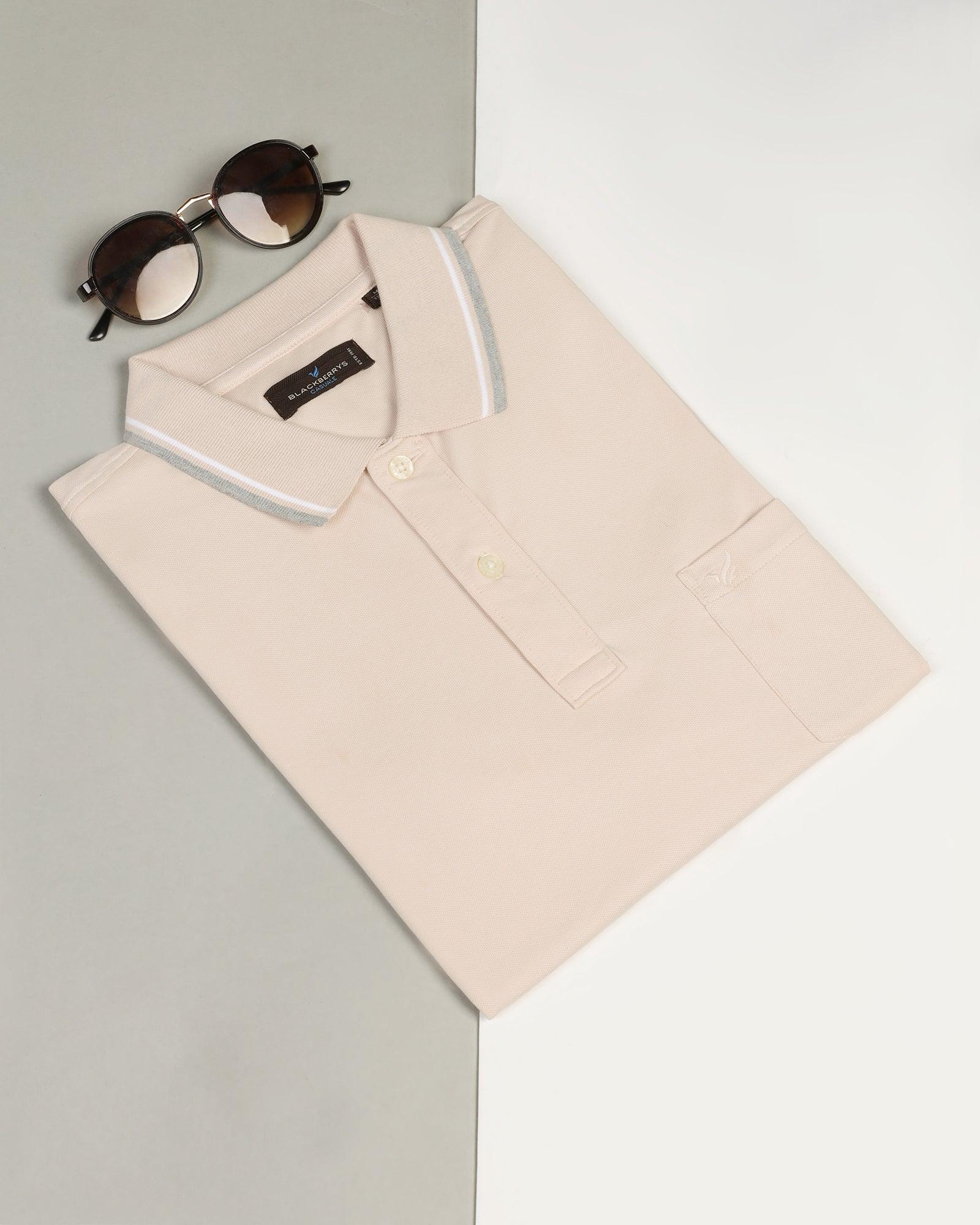 Polo Cream Solid T-Shirt - Walter - Blackberrys