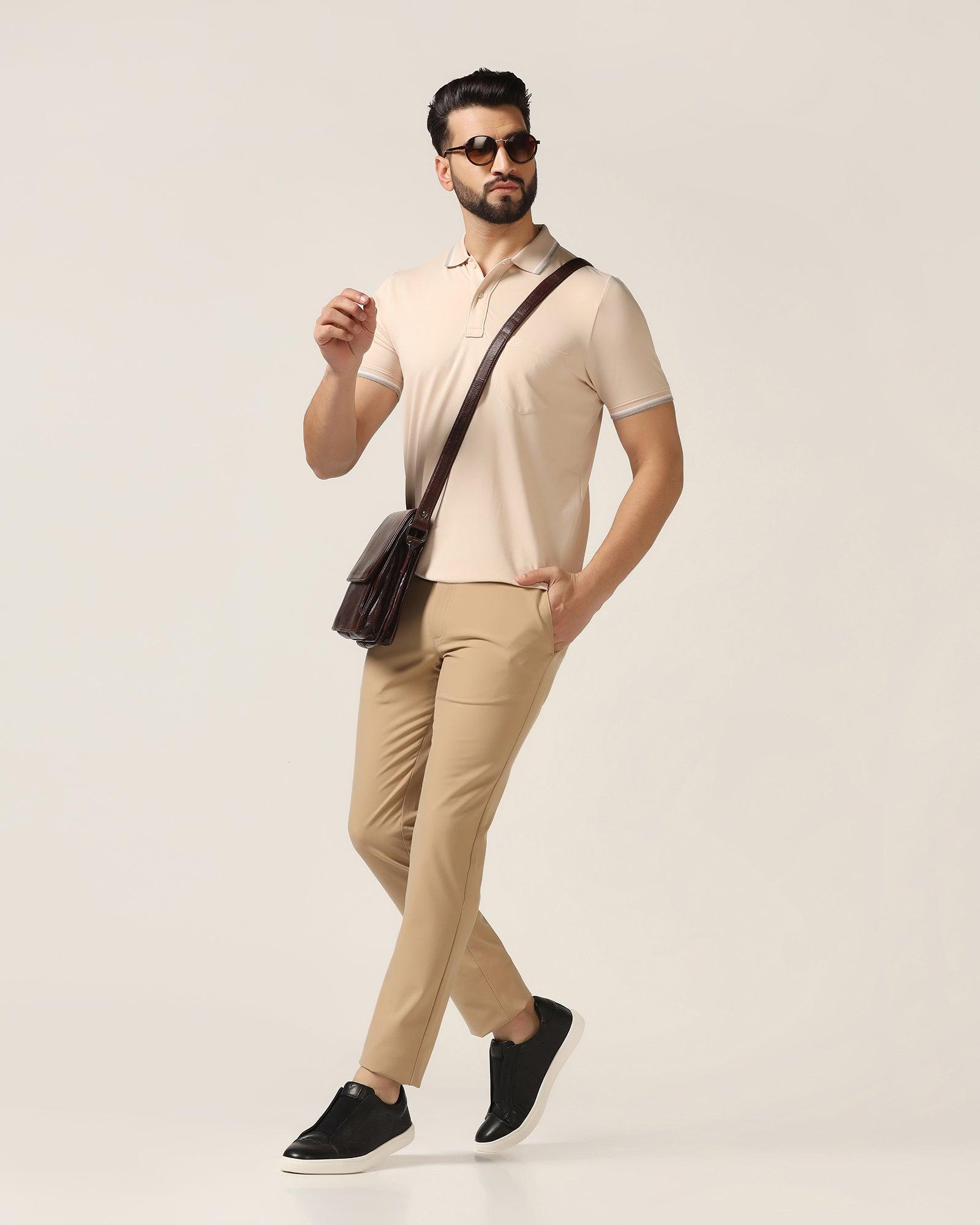 Polo Cream Solid T-Shirt - Walter - Blackberrys