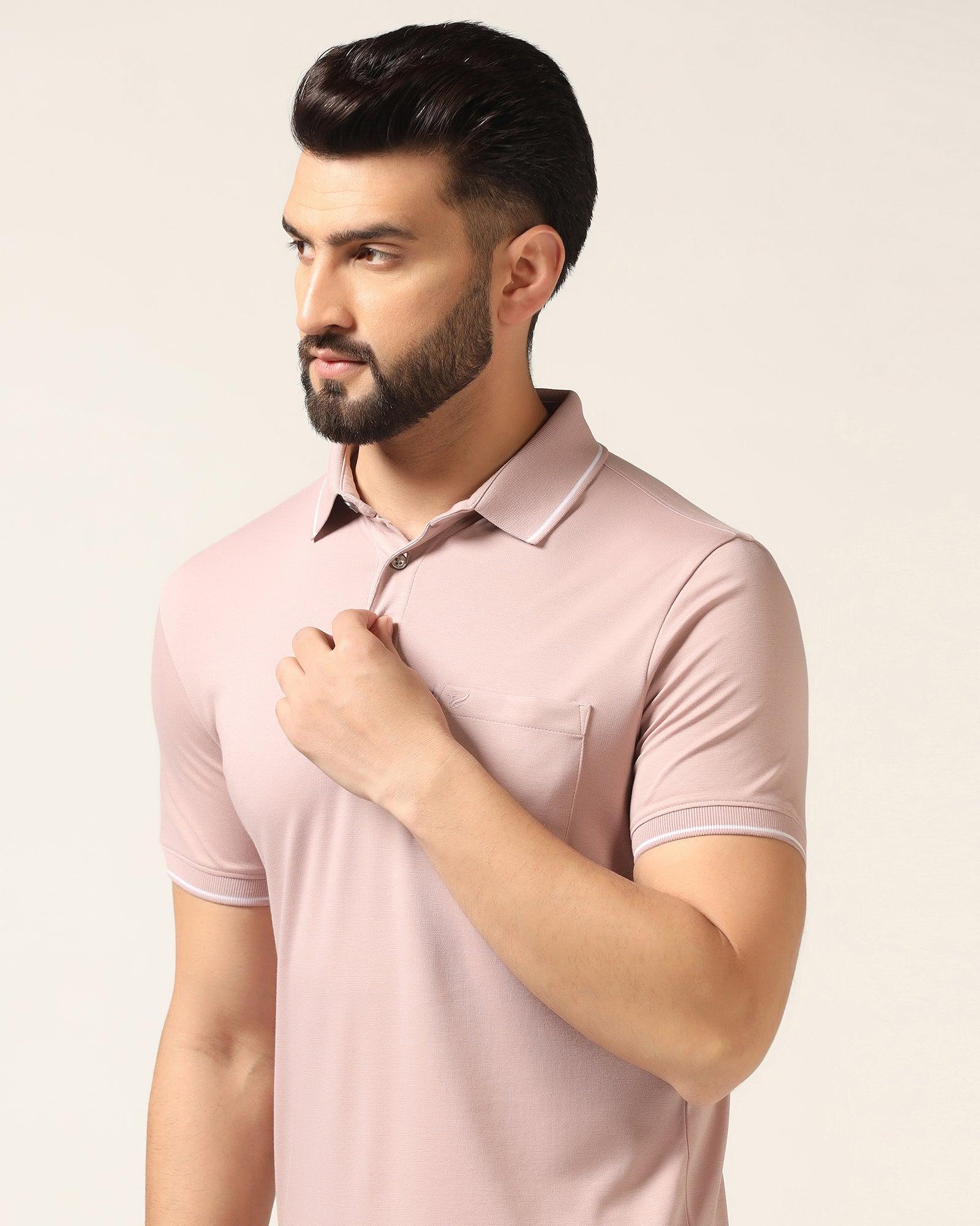 Polo Dusty Pink Solid T-Shirt - Adam - Blackberrys