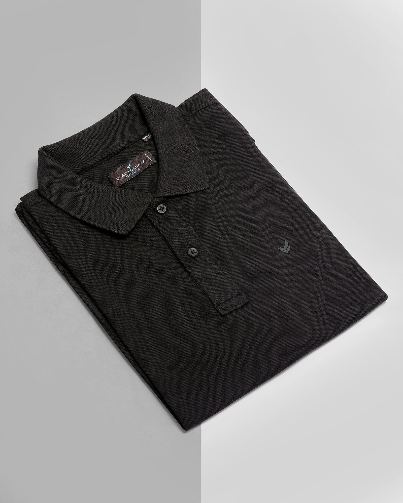 Solid Polo T Shirt In Black (Bright) - Blackberrys