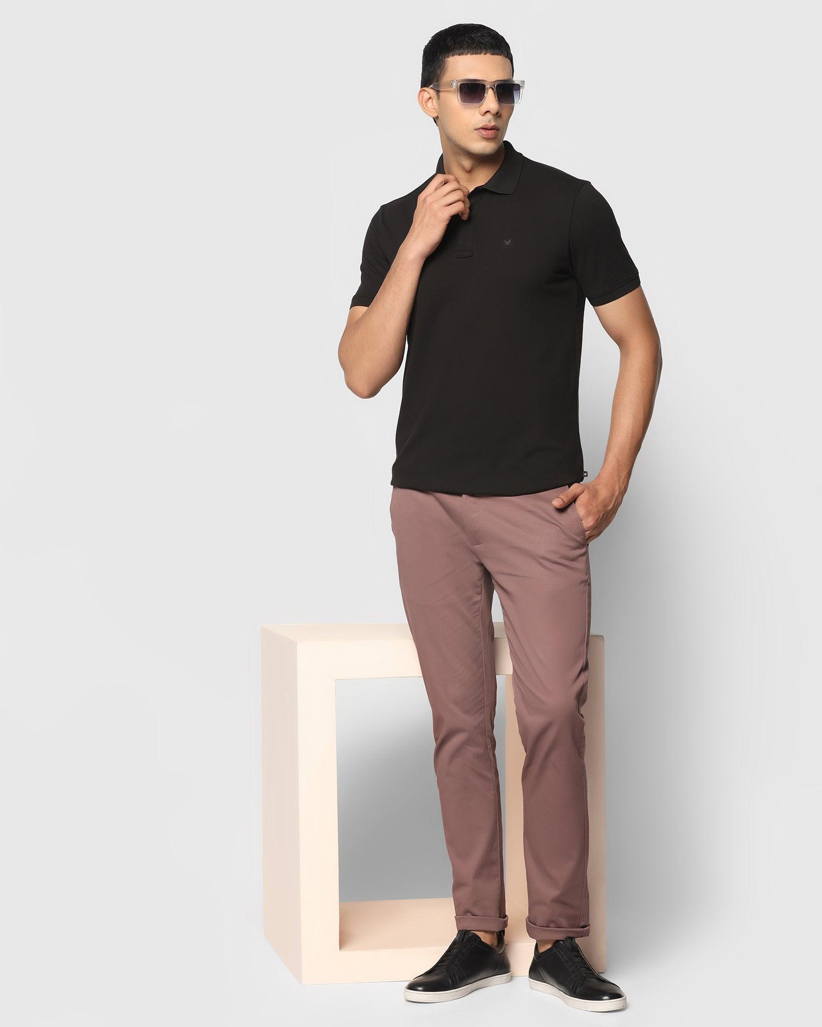 Solid Polo T Shirt In Black (Bright) - Blackberrys