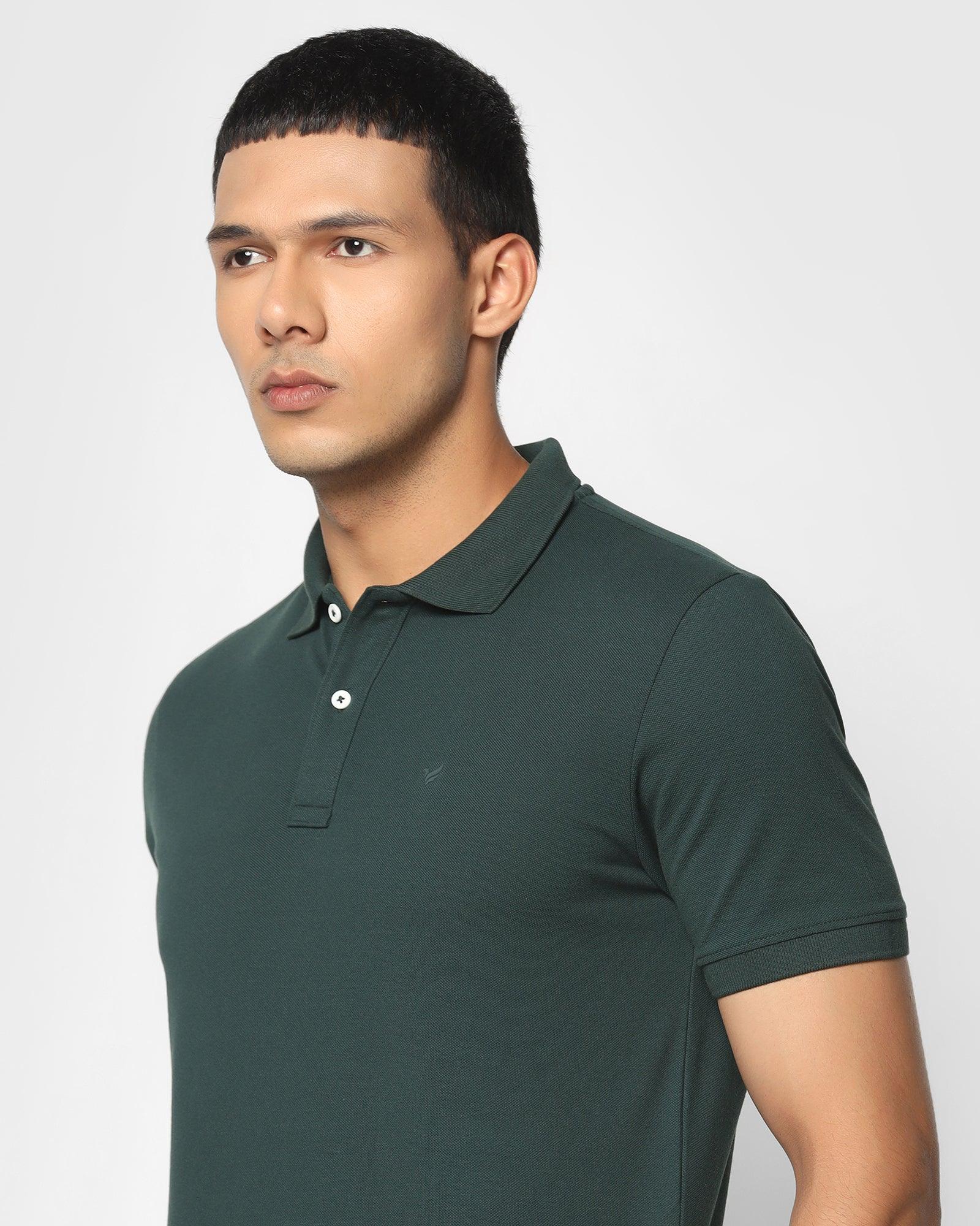 Solid Polo T Shirt In Green (Bright) - Blackberrys