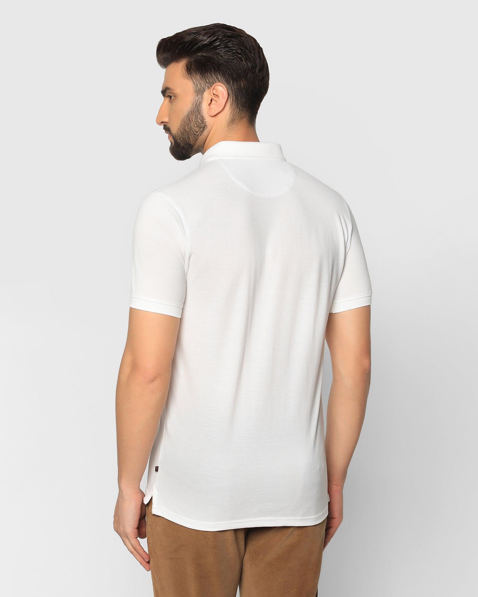 Solid Polo T Shirt In White (Bright) - Blackberrys