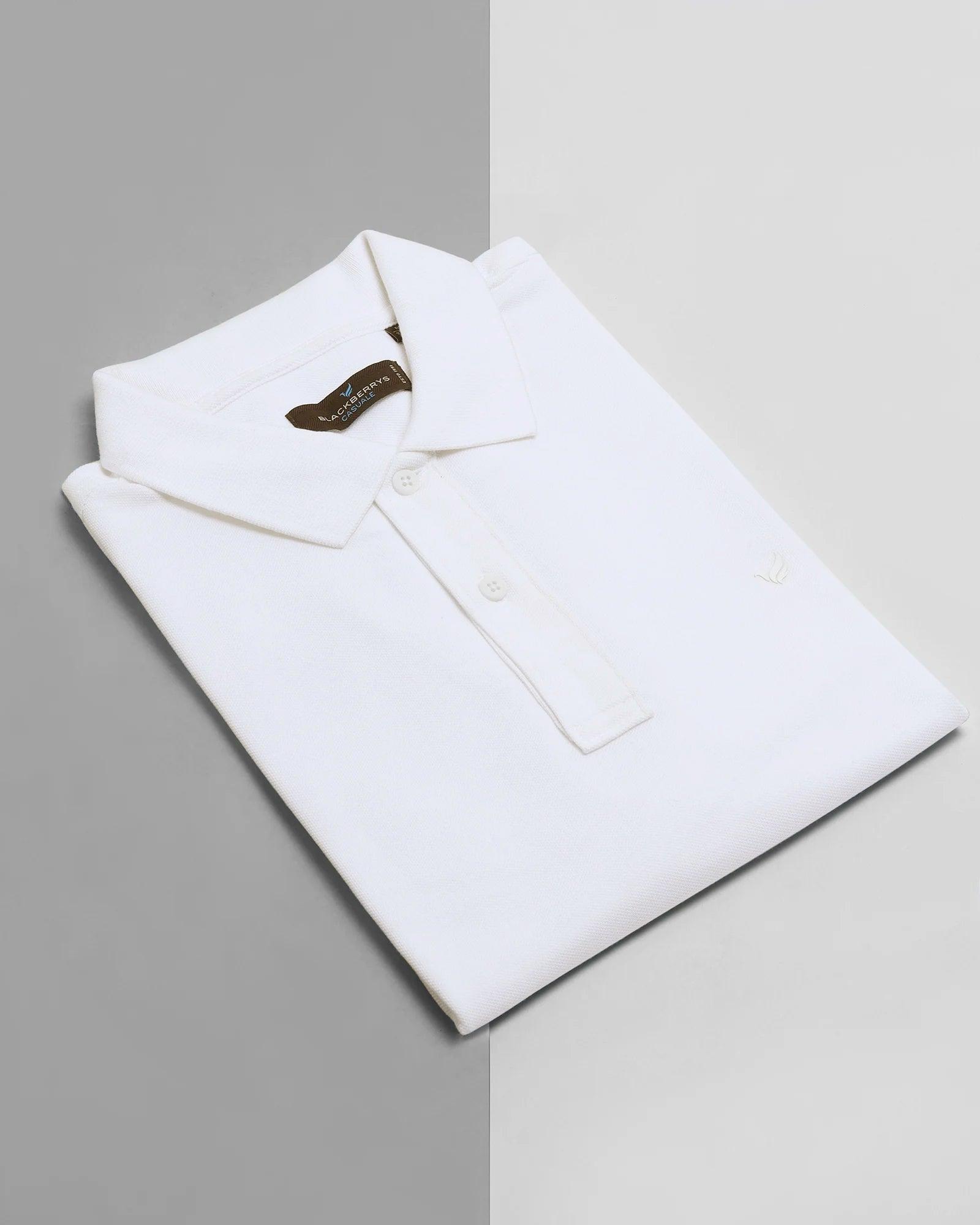 Solid Polo T Shirt In White (Bright) - Blackberrys