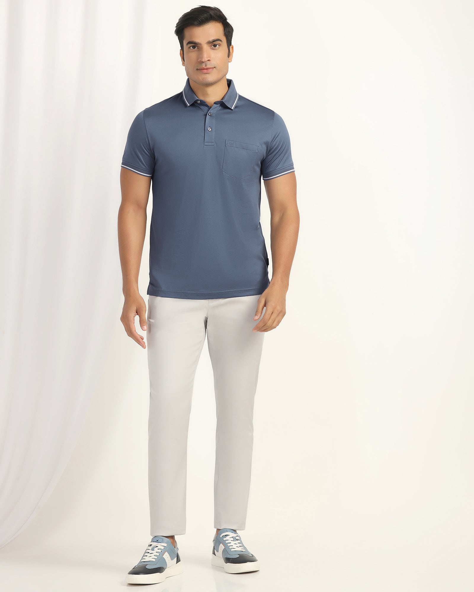 Polo Blue Solid T-Shirt - Orion