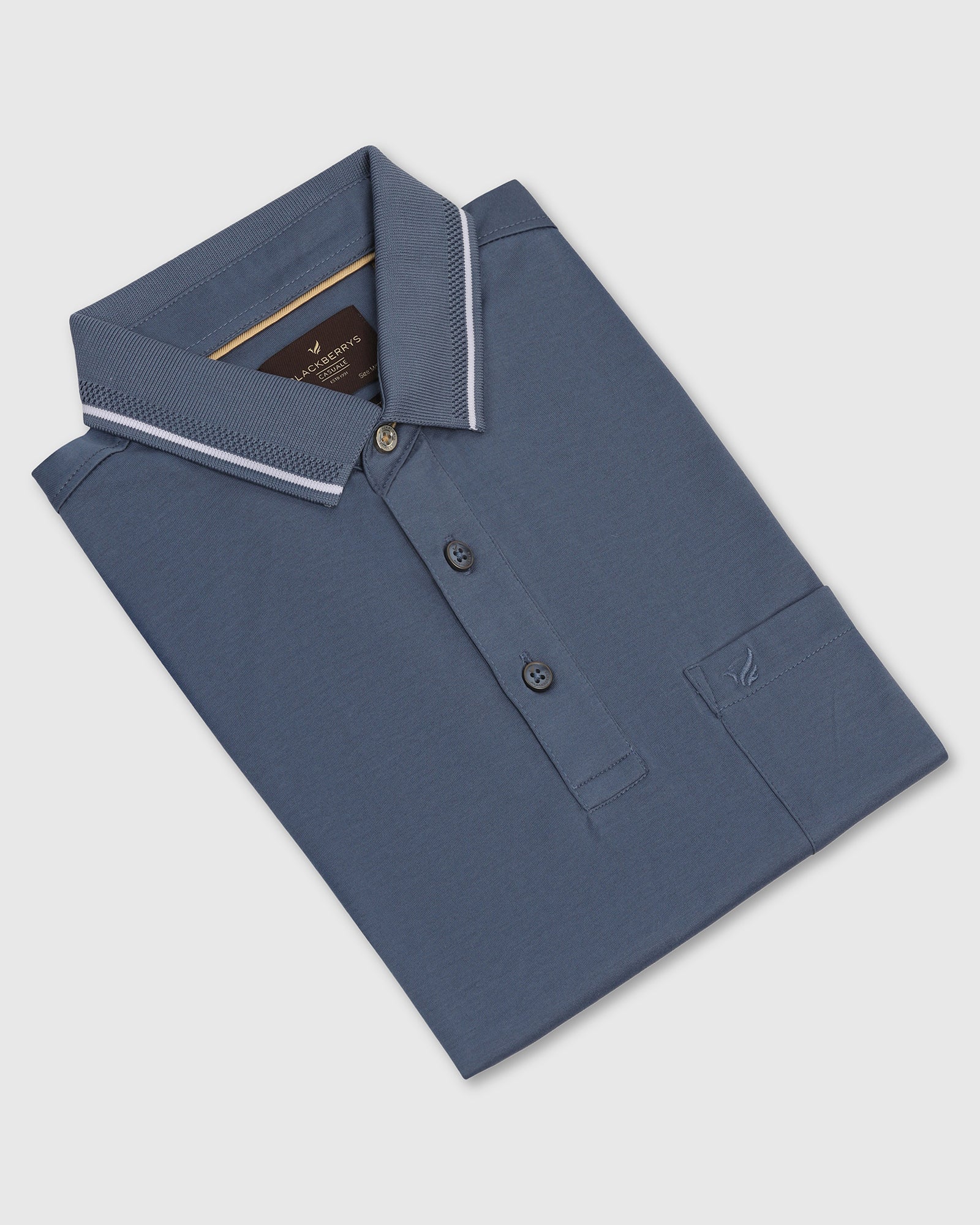 Polo Blue Solid T-Shirt - Orion