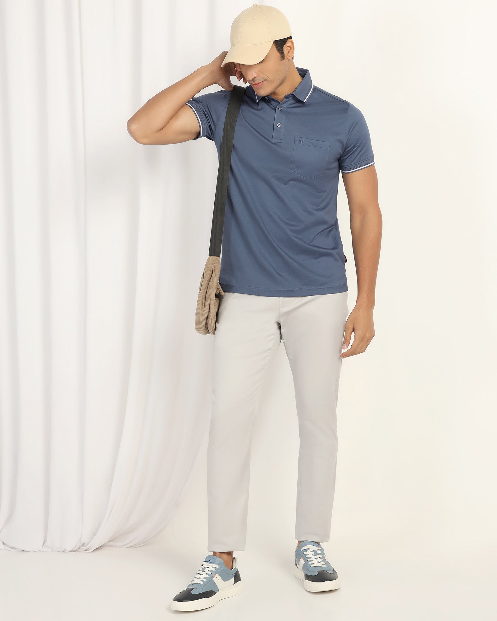 Polo Blue Solid T-Shirt - Orion